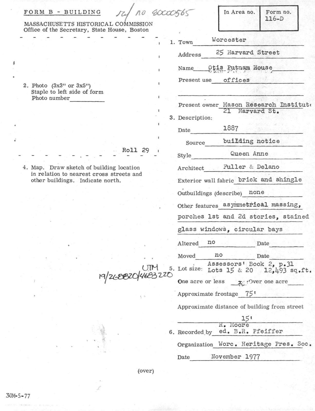 Putnam, Otis, House, photograph from the federal nomination