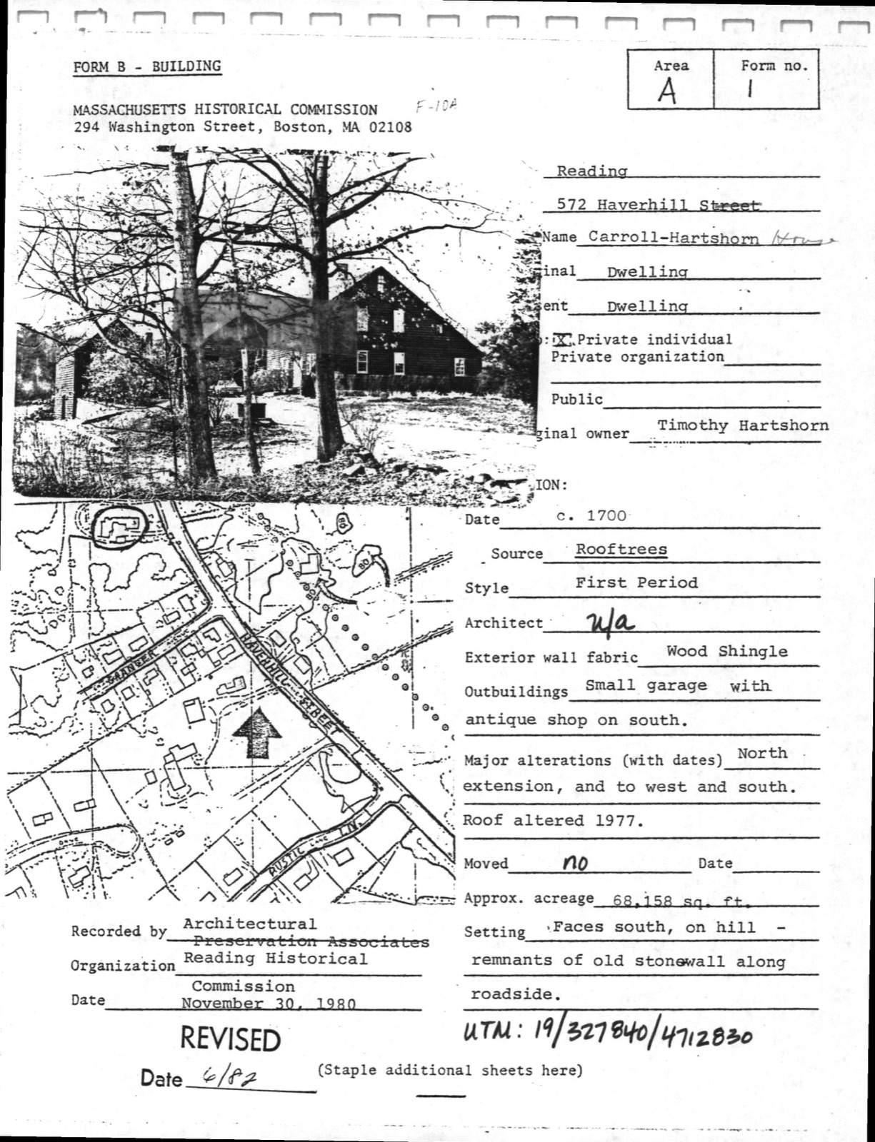 Carroll-Hartshorn House, photograph from the federal nomination