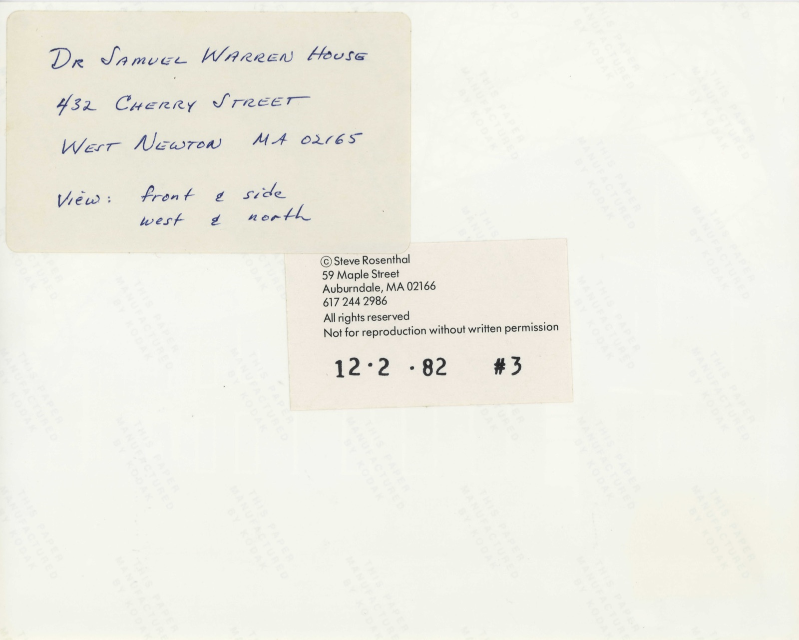 Warren, Dr. Samuel, House, photograph from the federal nomination