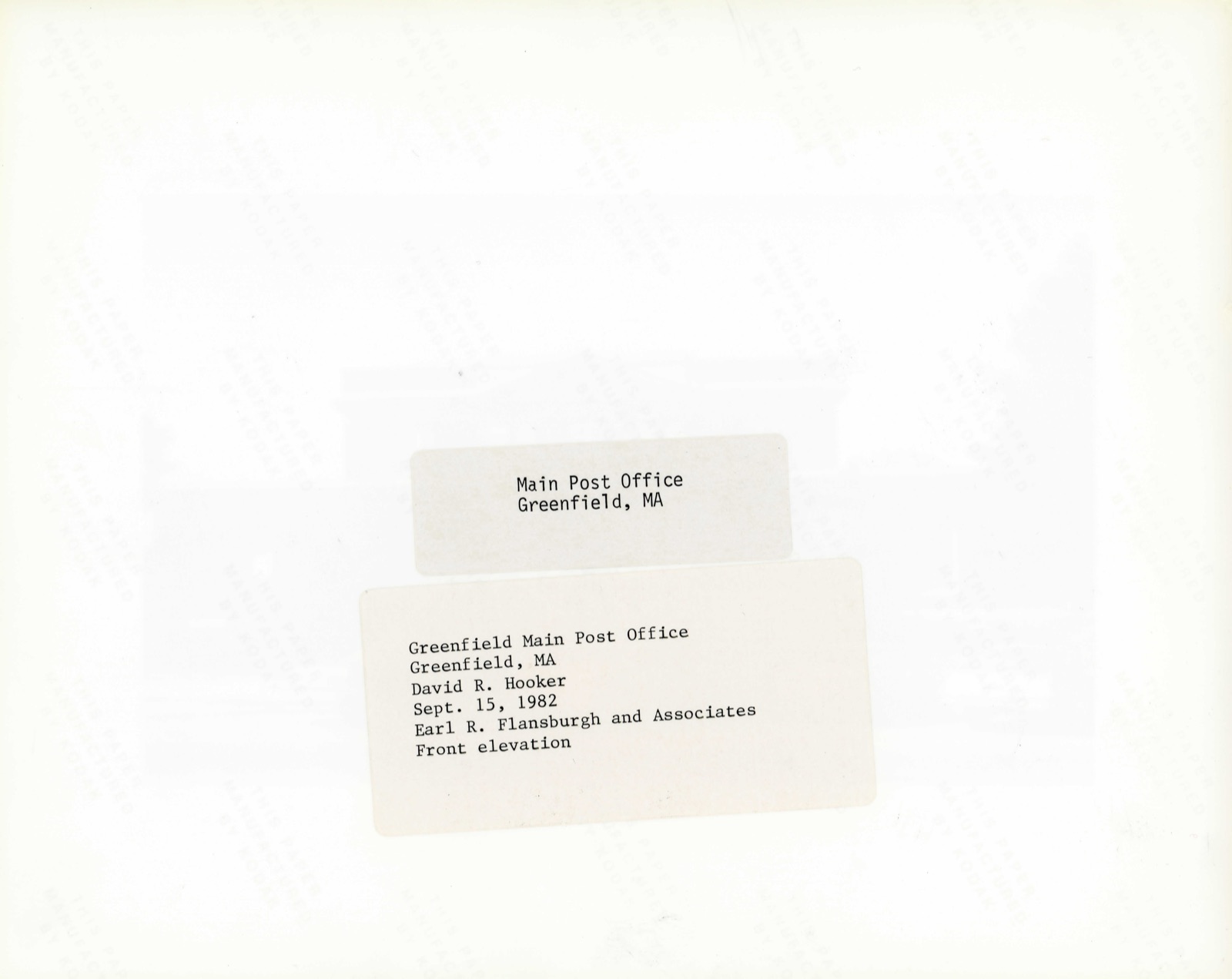 US Post Office--Greenfield Main, photograph from the federal nomination