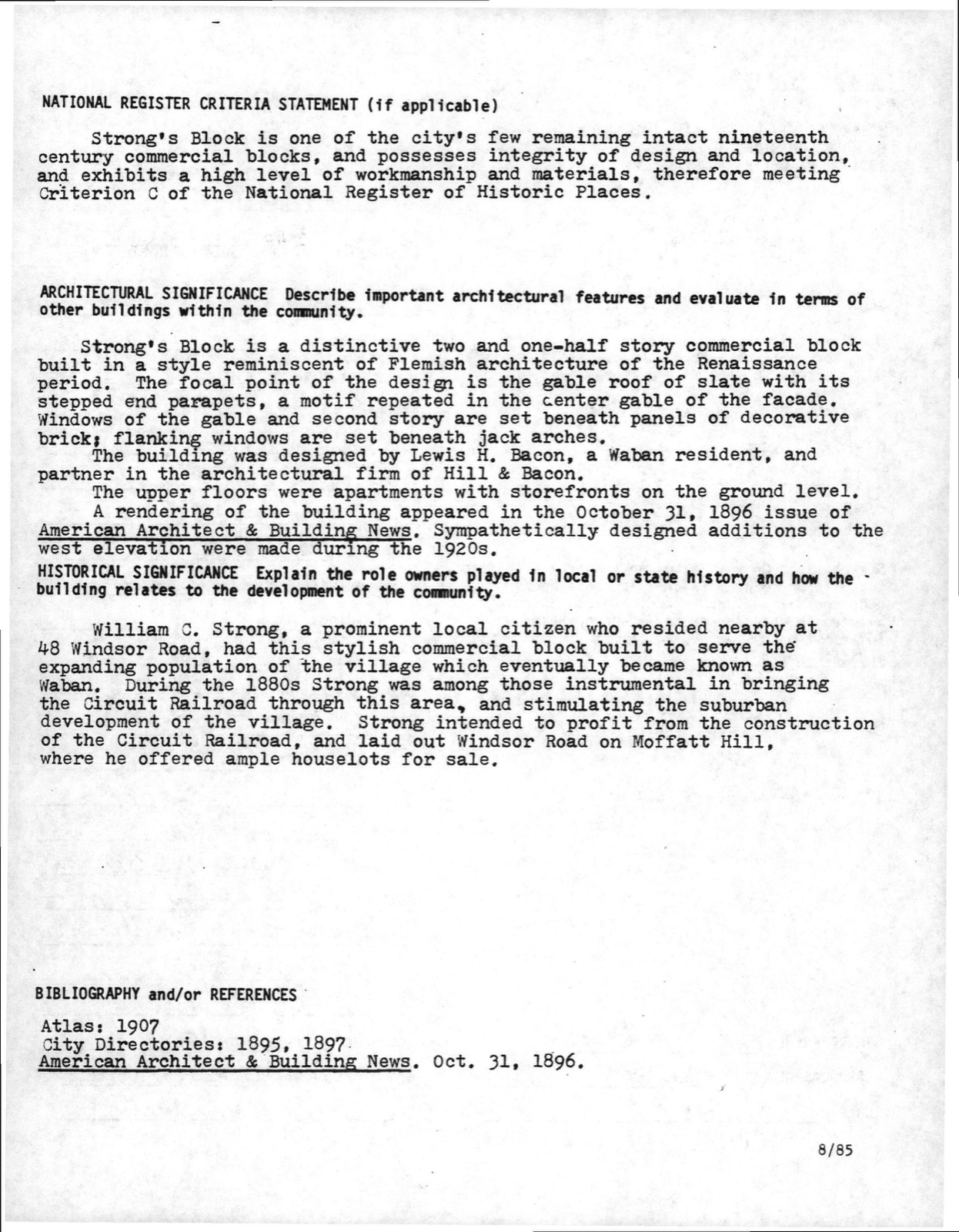 Strong's Block, photograph from the federal nomination