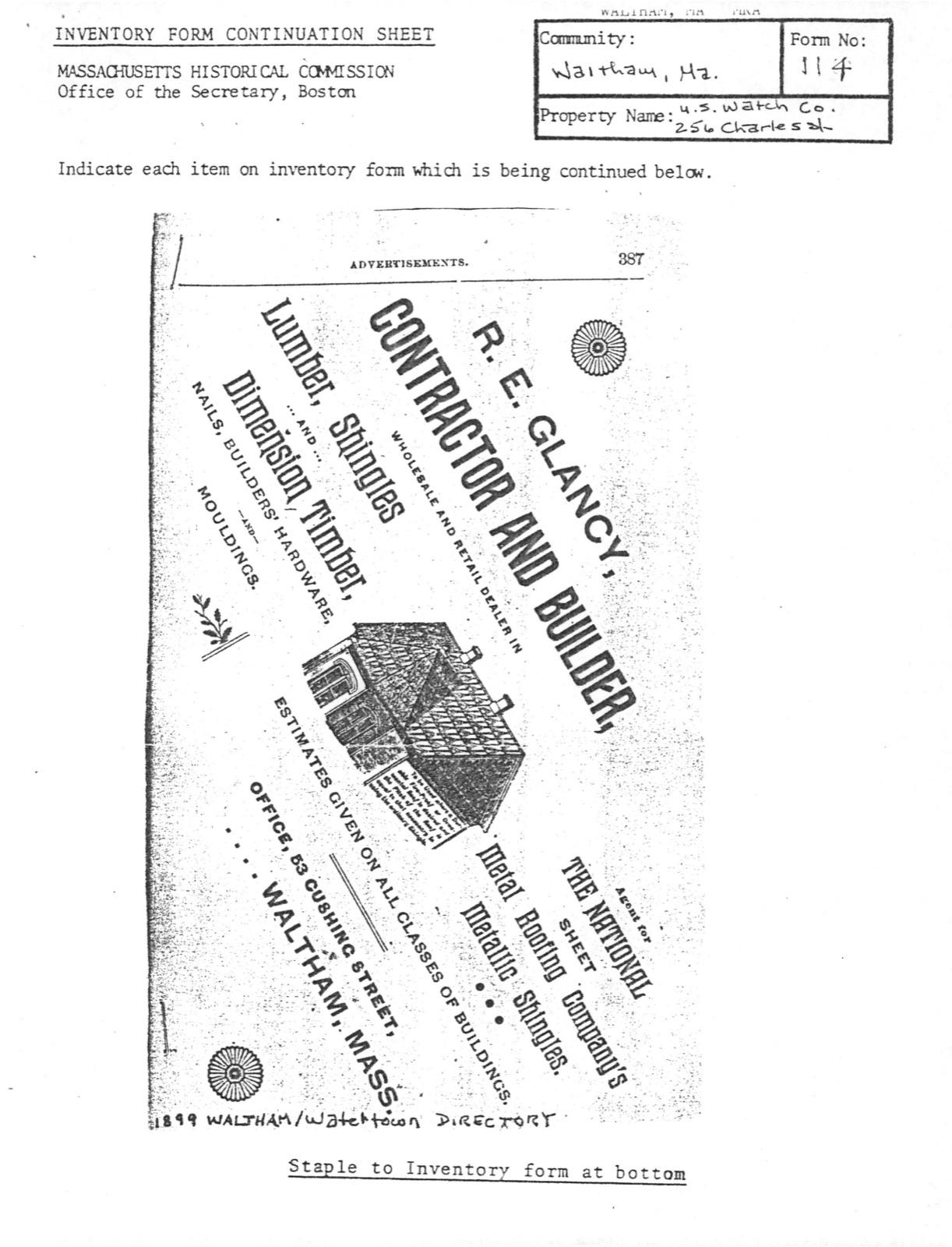 United States Watch Company, photograph from the federal nomination