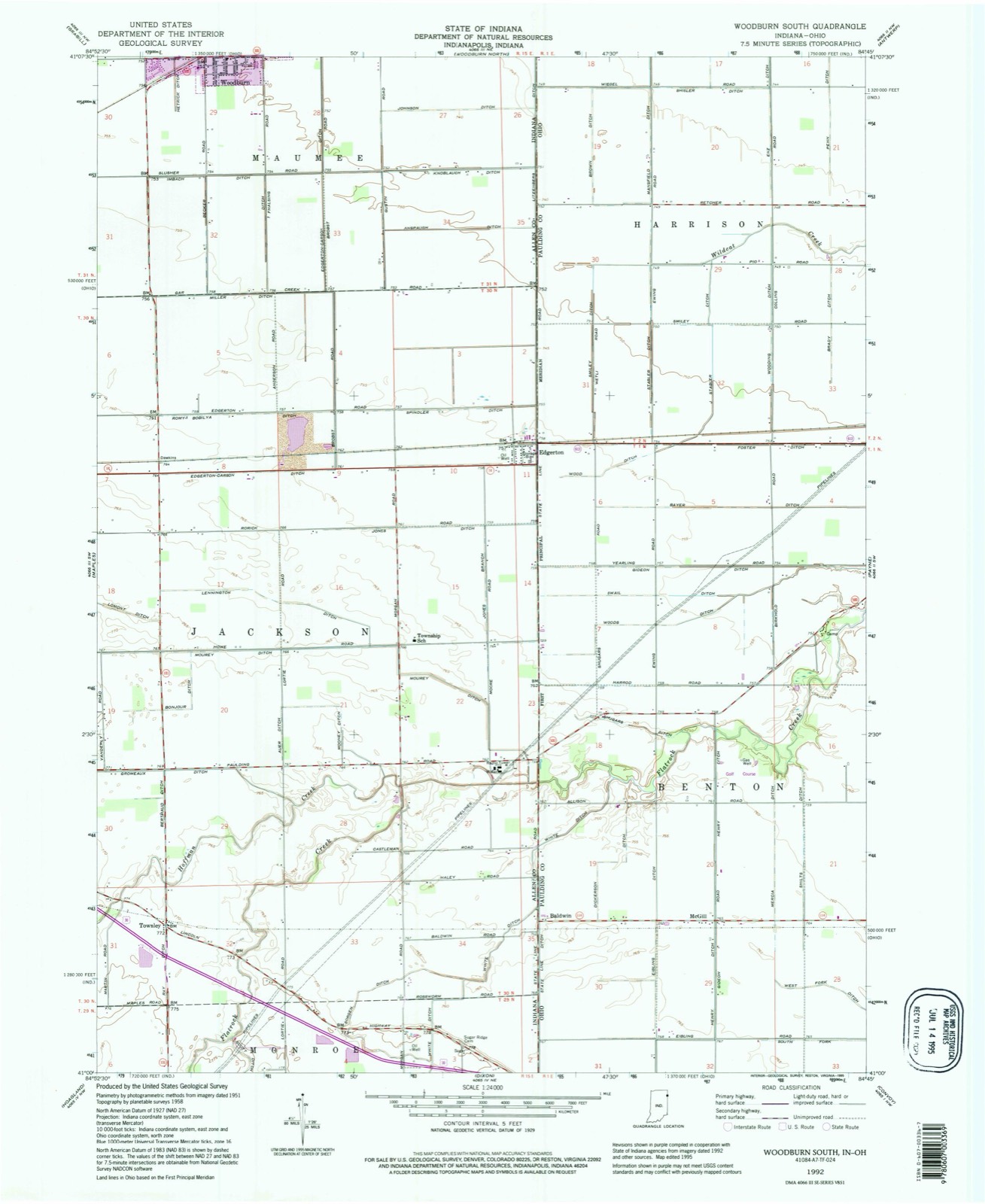 Topographic sheet of Baldwin, surveyed 1992