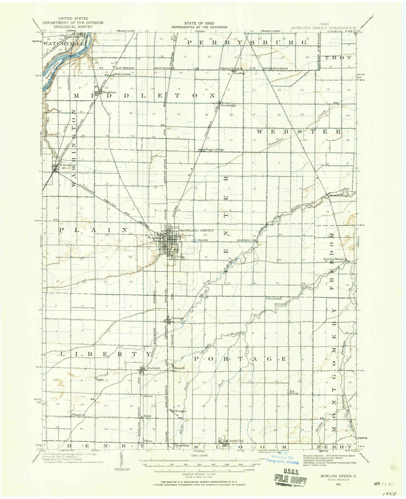 Topographic sheet of Mermill, surveyed 1901