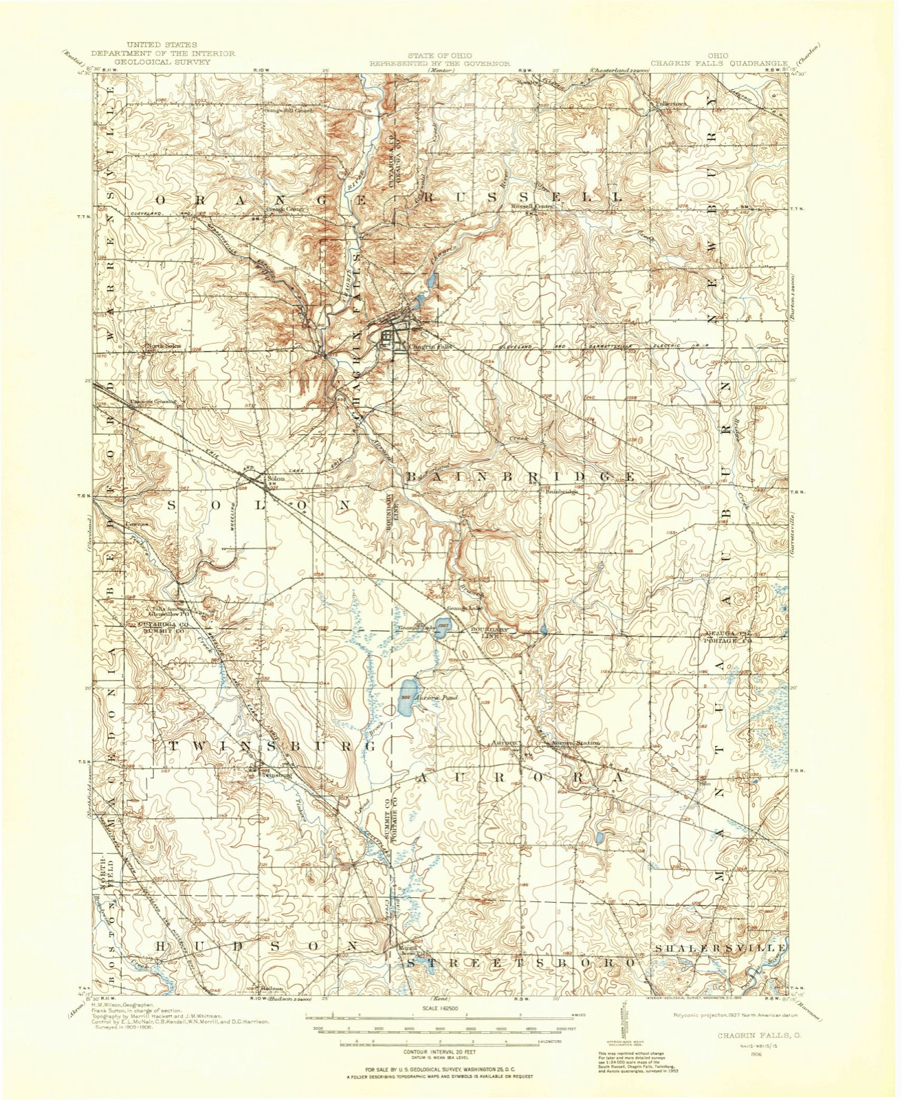 Topographic sheet of Aurora, surveyed 1906