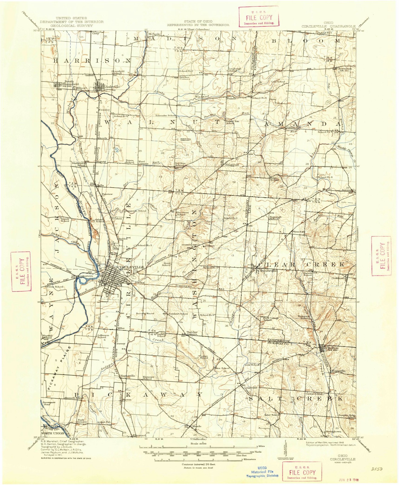 Topographic sheet of Scioto Estates, surveyed 1914