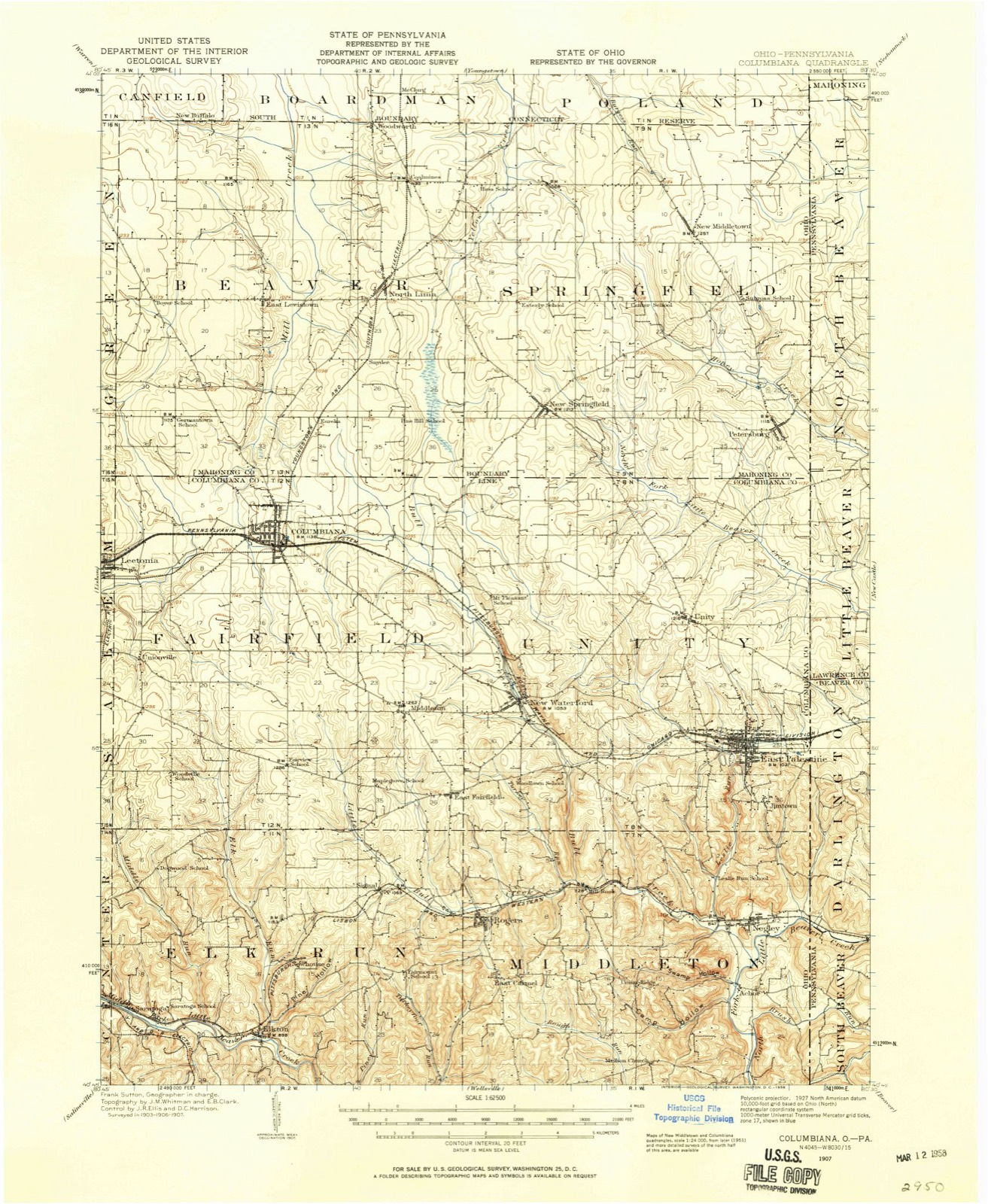 Topographic sheet of Eureka, surveyed 1907