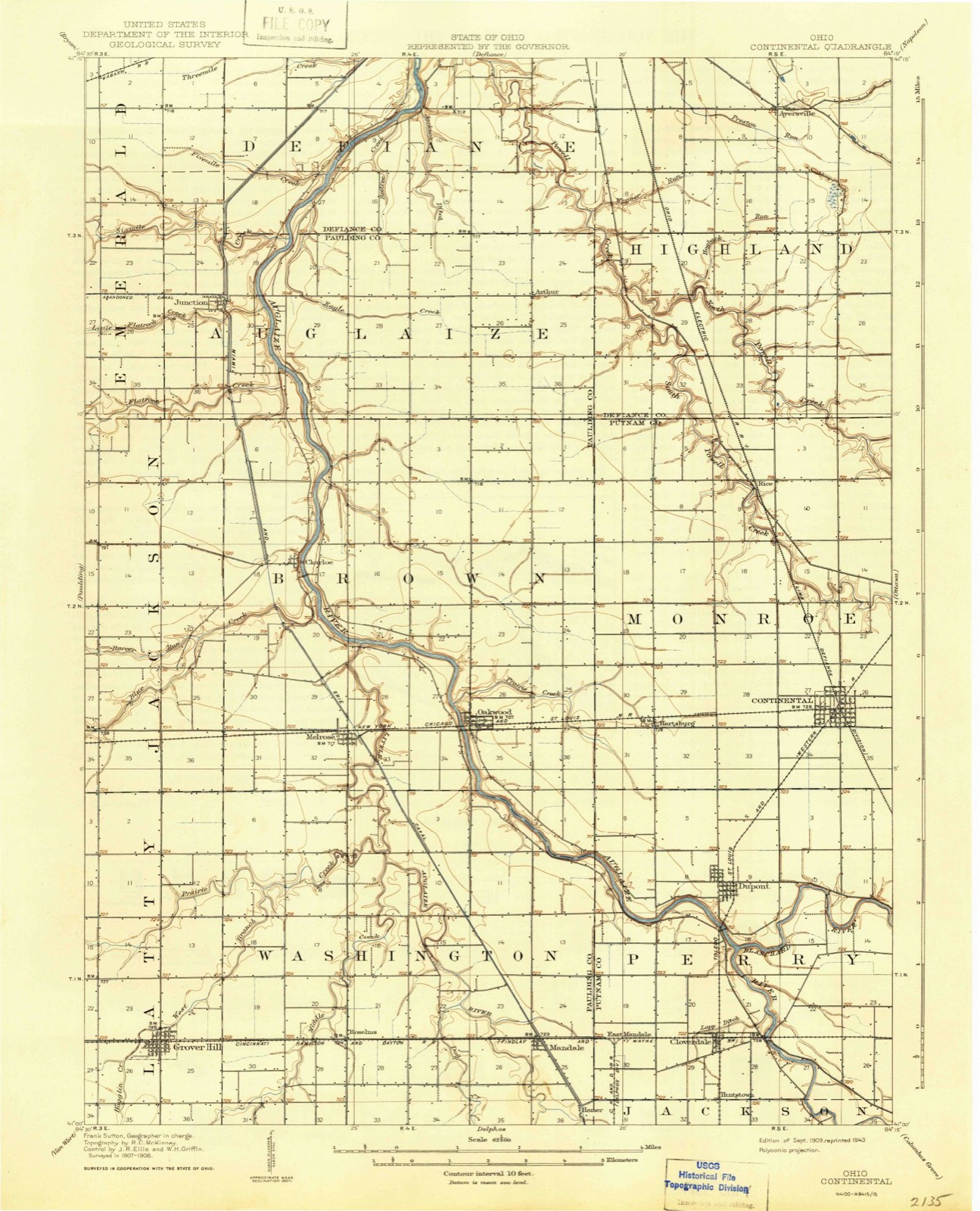 Topographic sheet of Cascade, surveyed 1909