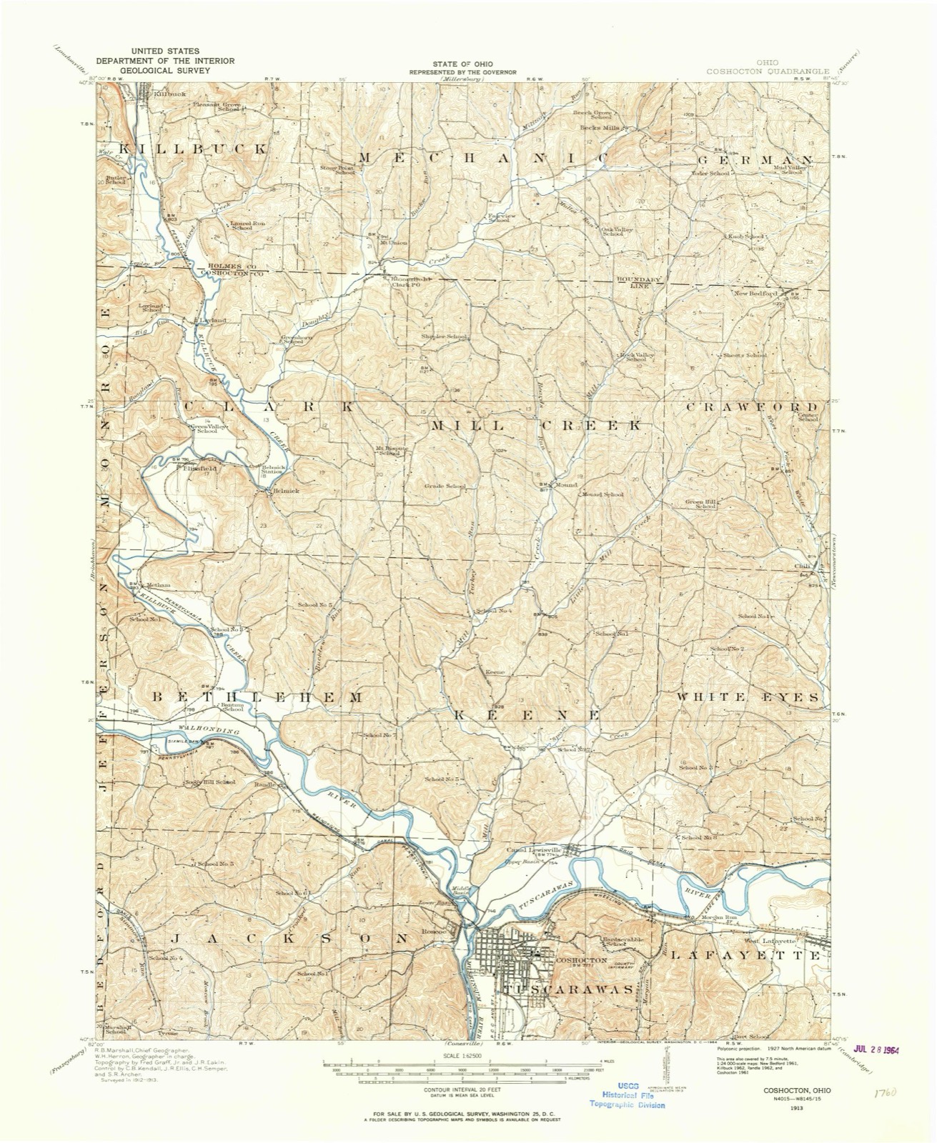 Topographic sheet of Helmick, surveyed 1913