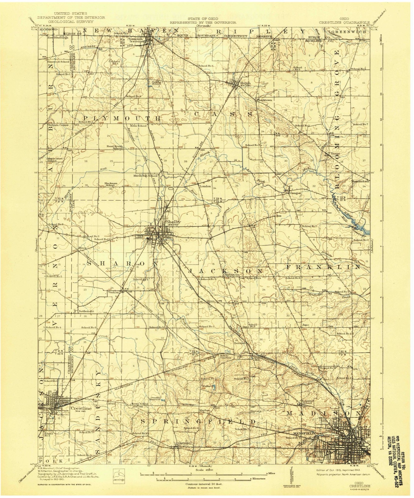 Topographic sheet of Spring Mill, surveyed 1915