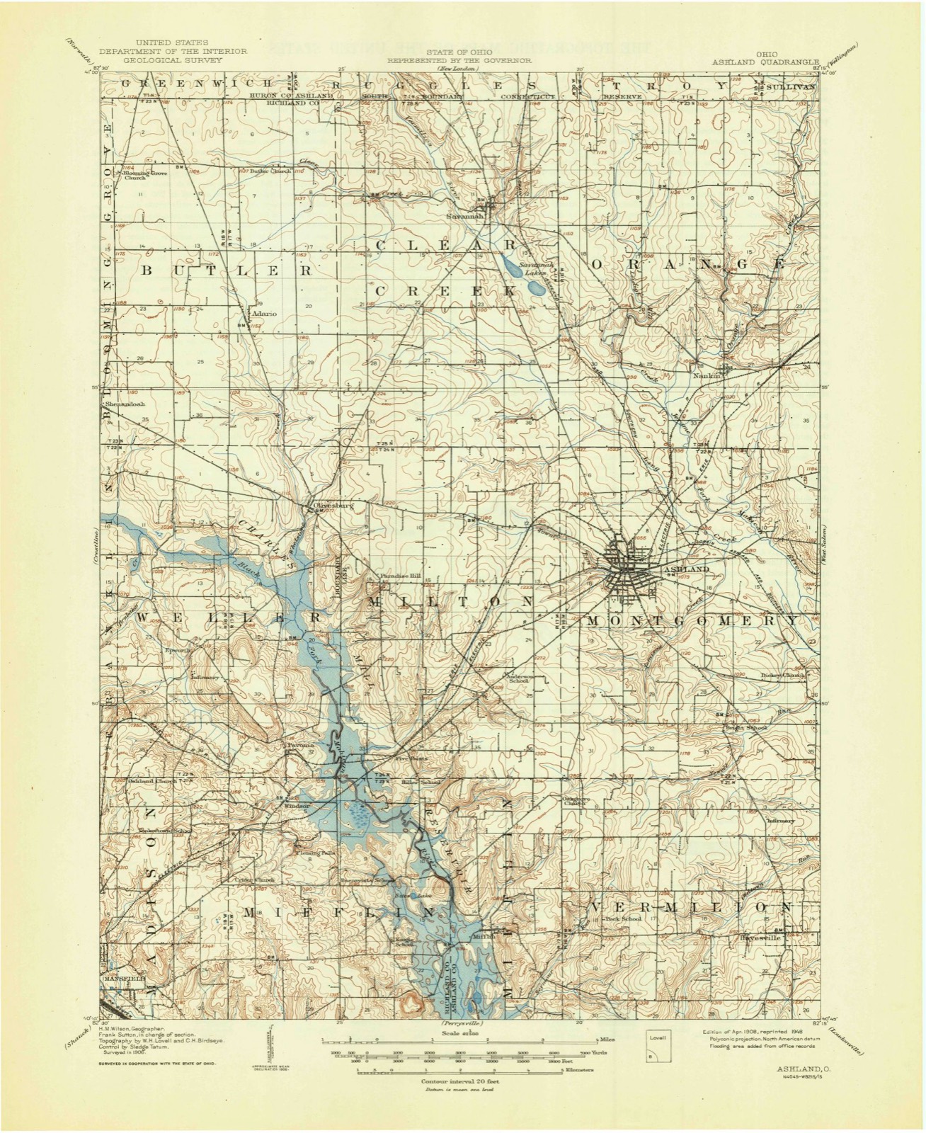 Topographic sheet of Mifflin, surveyed 1908