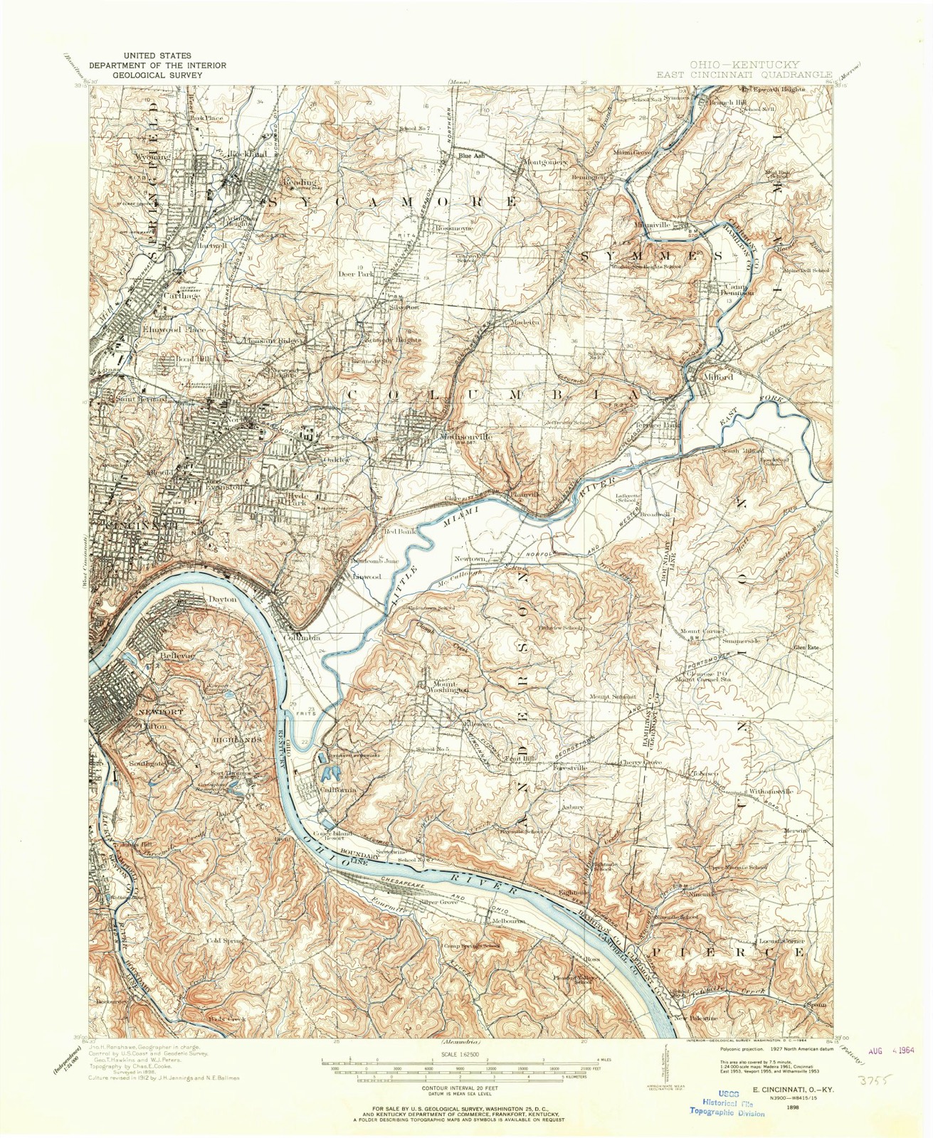 Topographic sheet of Reading, surveyed 1898