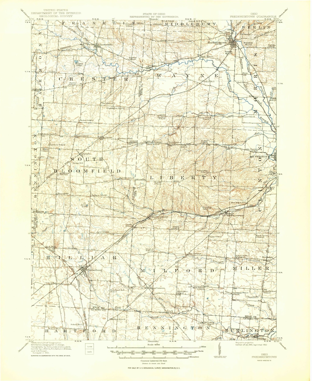 Topographic sheet of Bangs, surveyed 1915