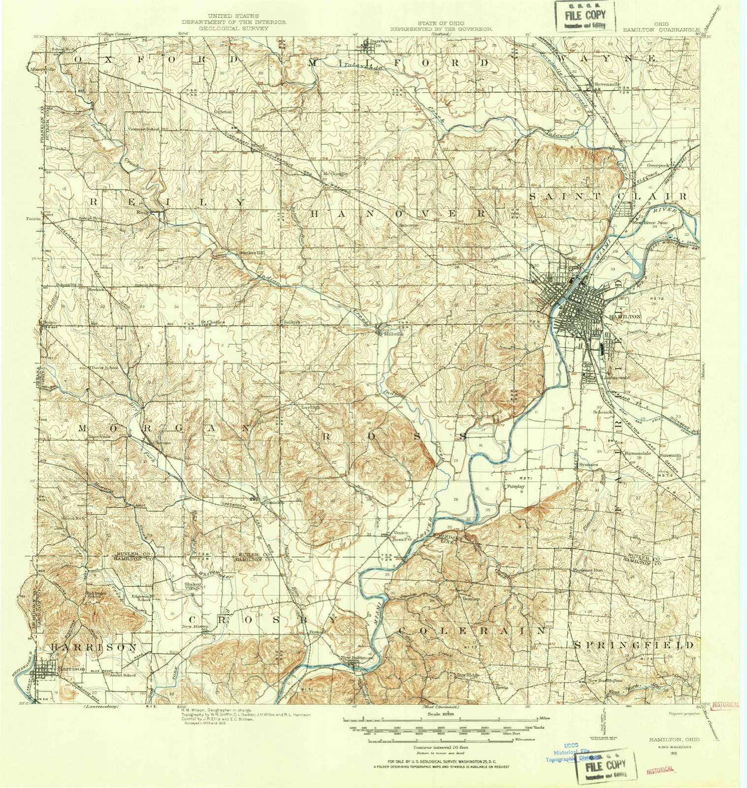 Topographic sheet of Layhigh, surveyed 1915