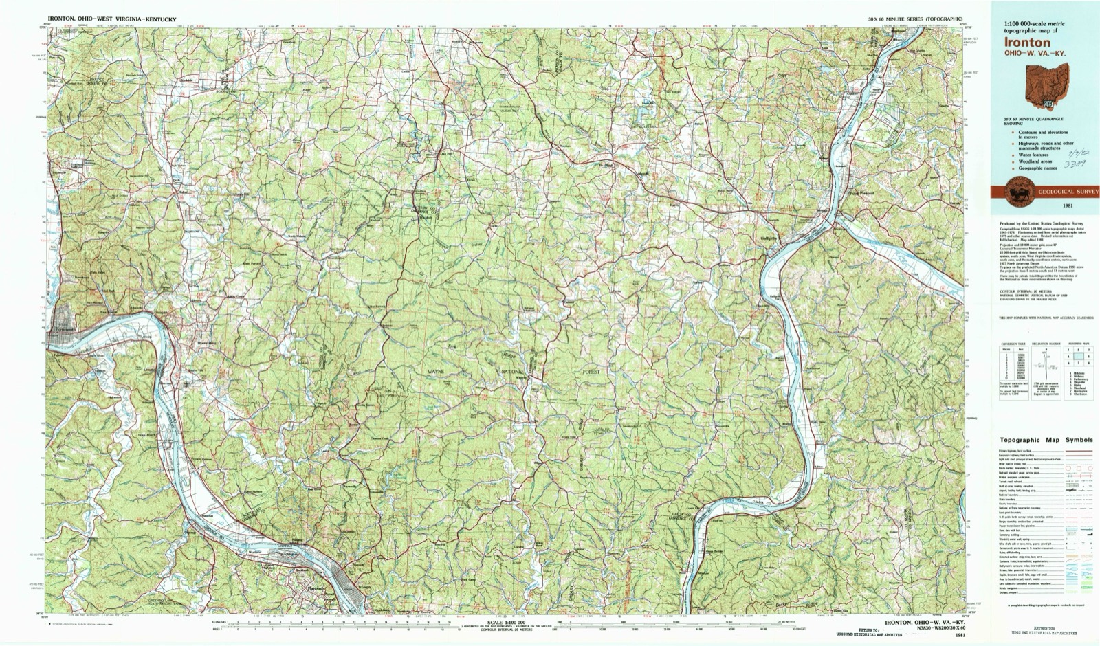 Topographic sheet of Rubyville, surveyed 1981