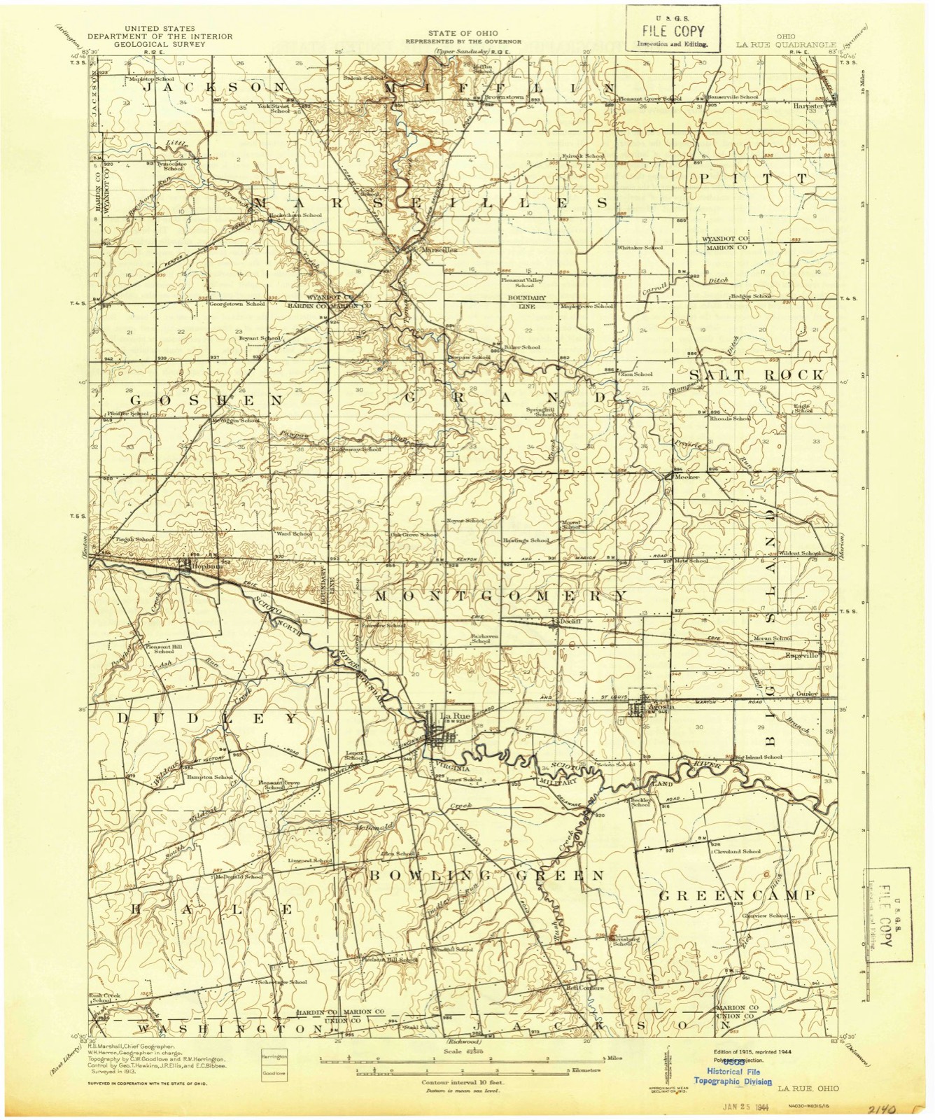 Topographic sheet of DeCliff, surveyed 1915