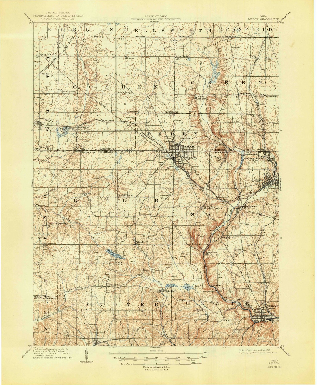 Topographic sheet of Beloit, surveyed 1909