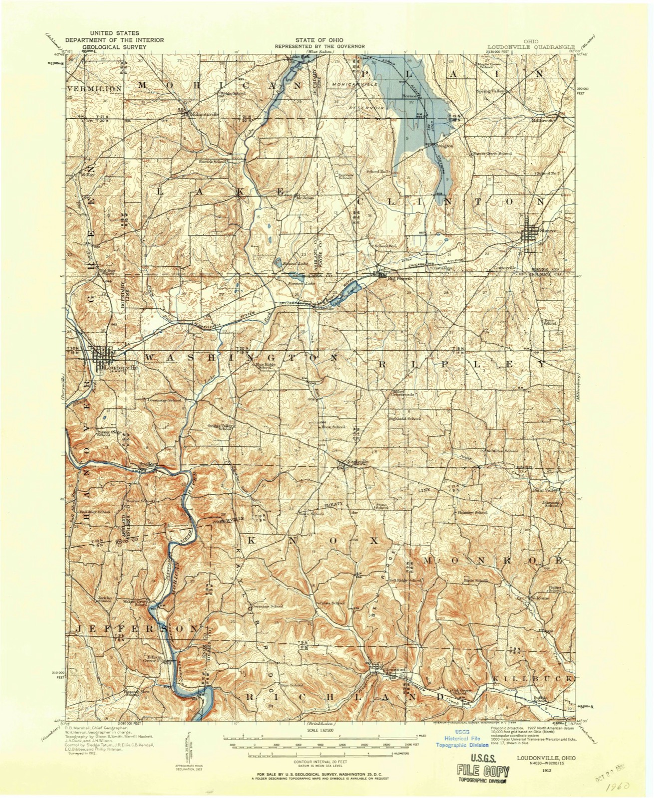 Topographic sheet of Springville, surveyed 1912