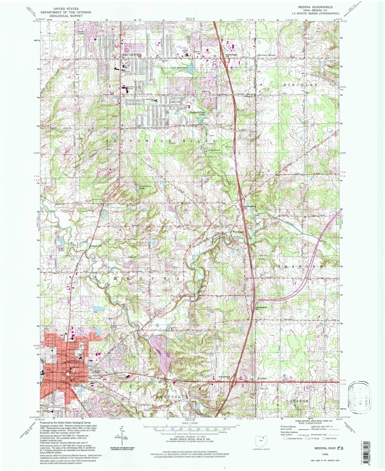 Topographic sheet of Windfall, surveyed 1994