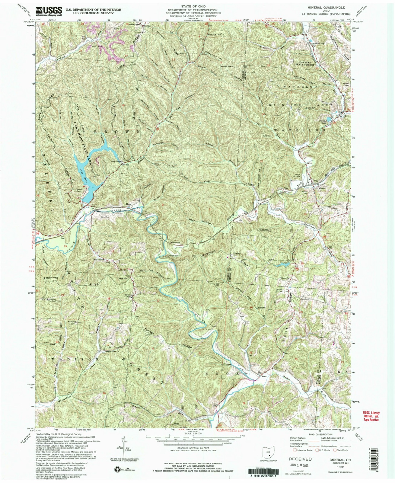 Topographic sheet of Knox, surveyed 1992
