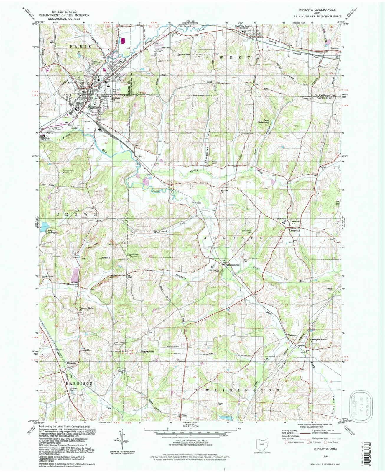 Topographic sheet of Augusta, surveyed 1994