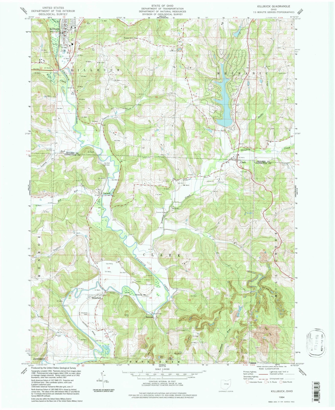 Topographic sheet of Helmick, surveyed 1994