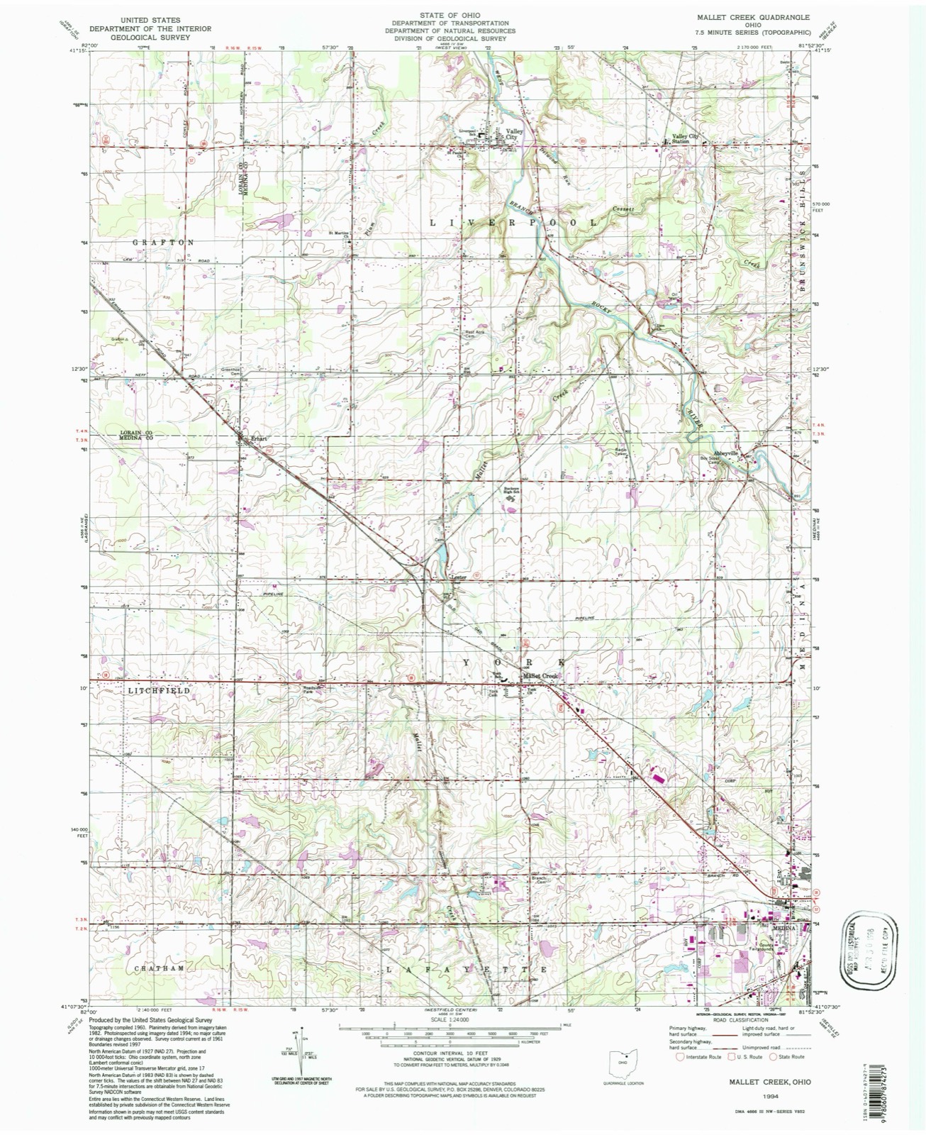 Topographic sheet of Franks Corner, surveyed 1994