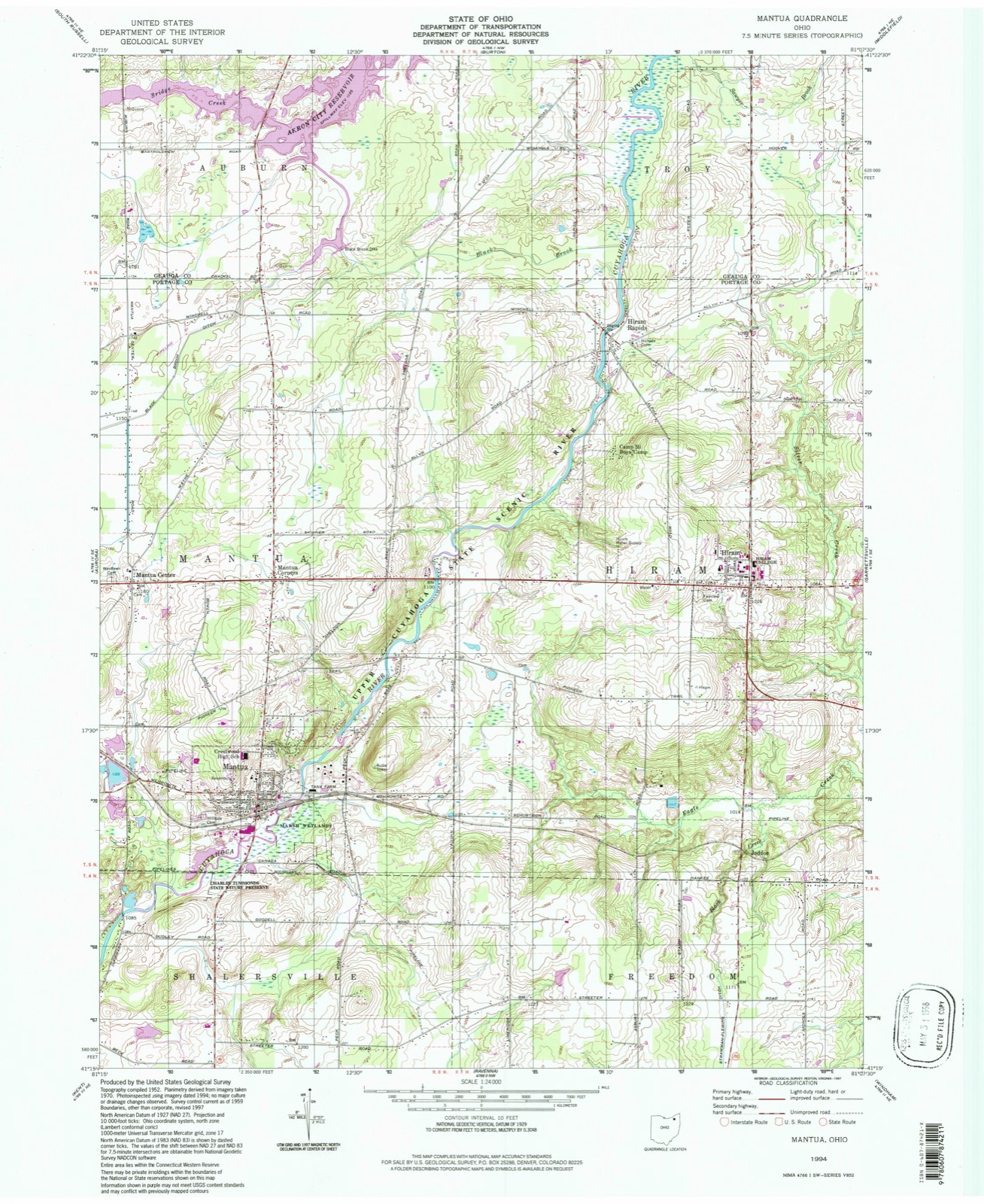 Topographic sheet of Hiram, surveyed 1994