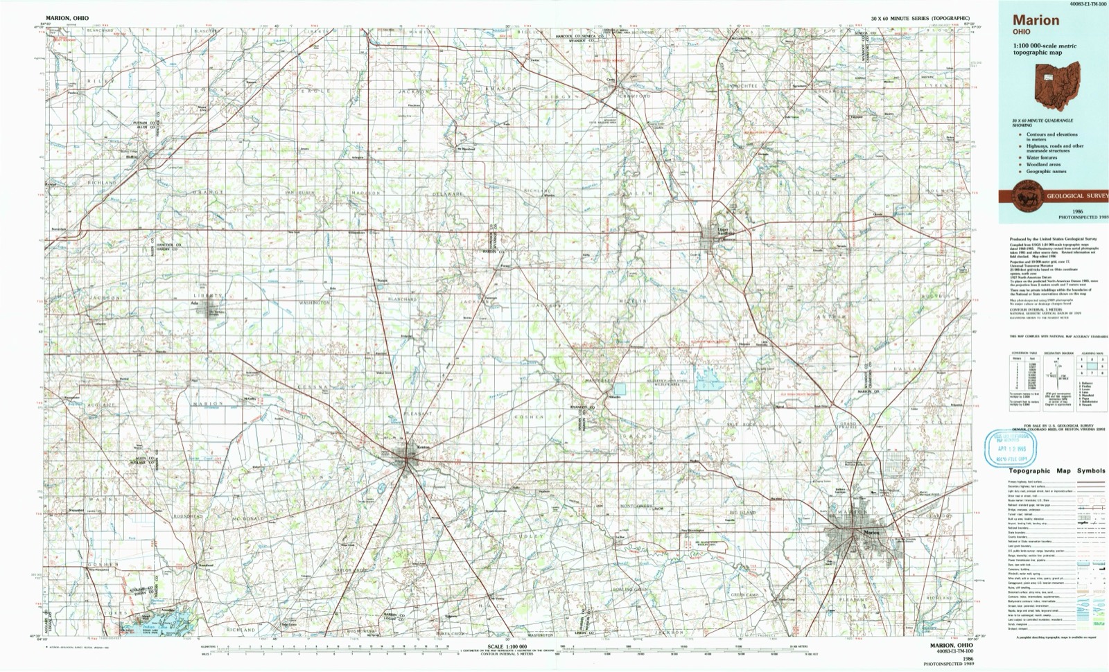 Topographic sheet of DeCliff, surveyed 1986