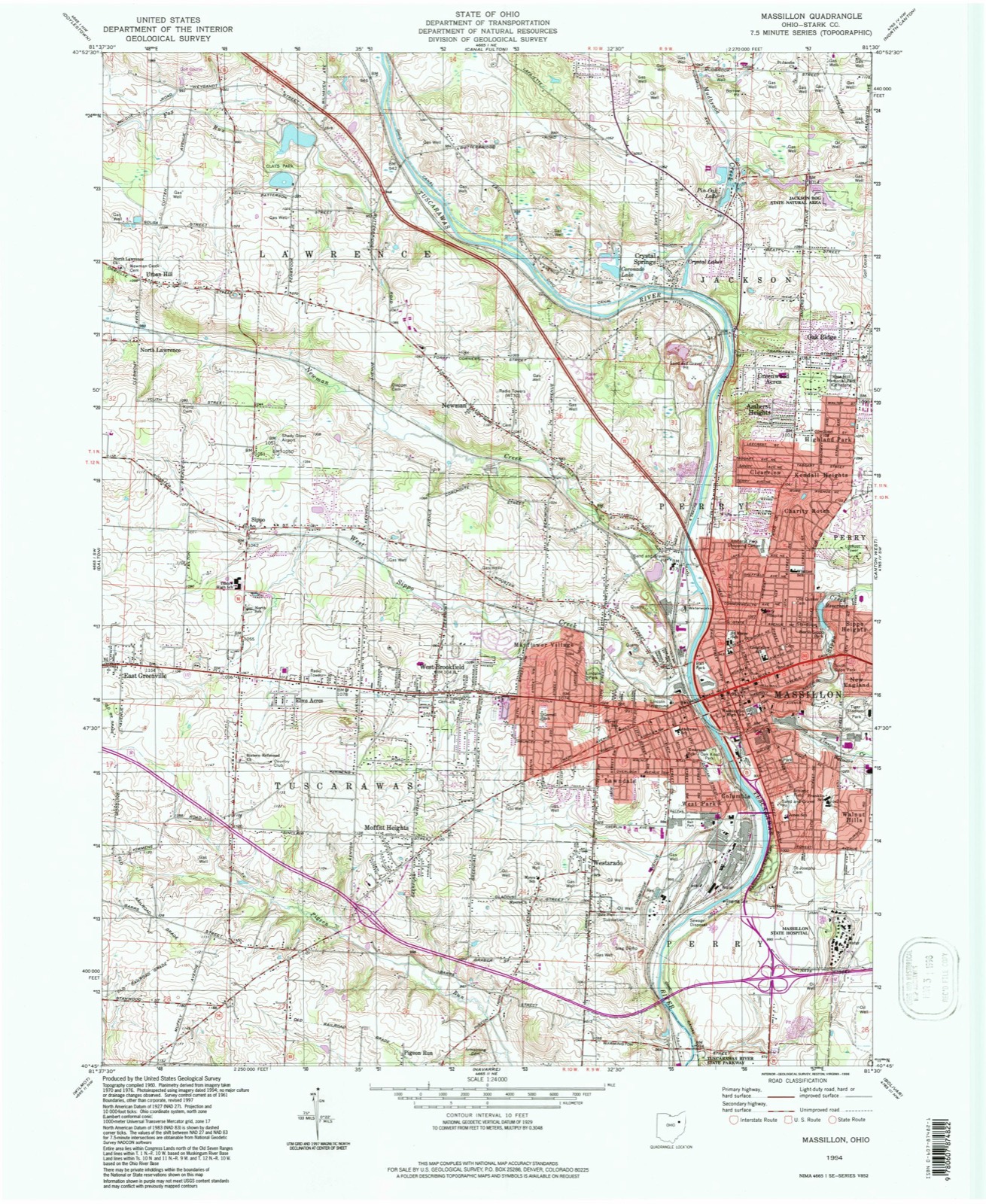 Topographic sheet of Massillon, surveyed 1994