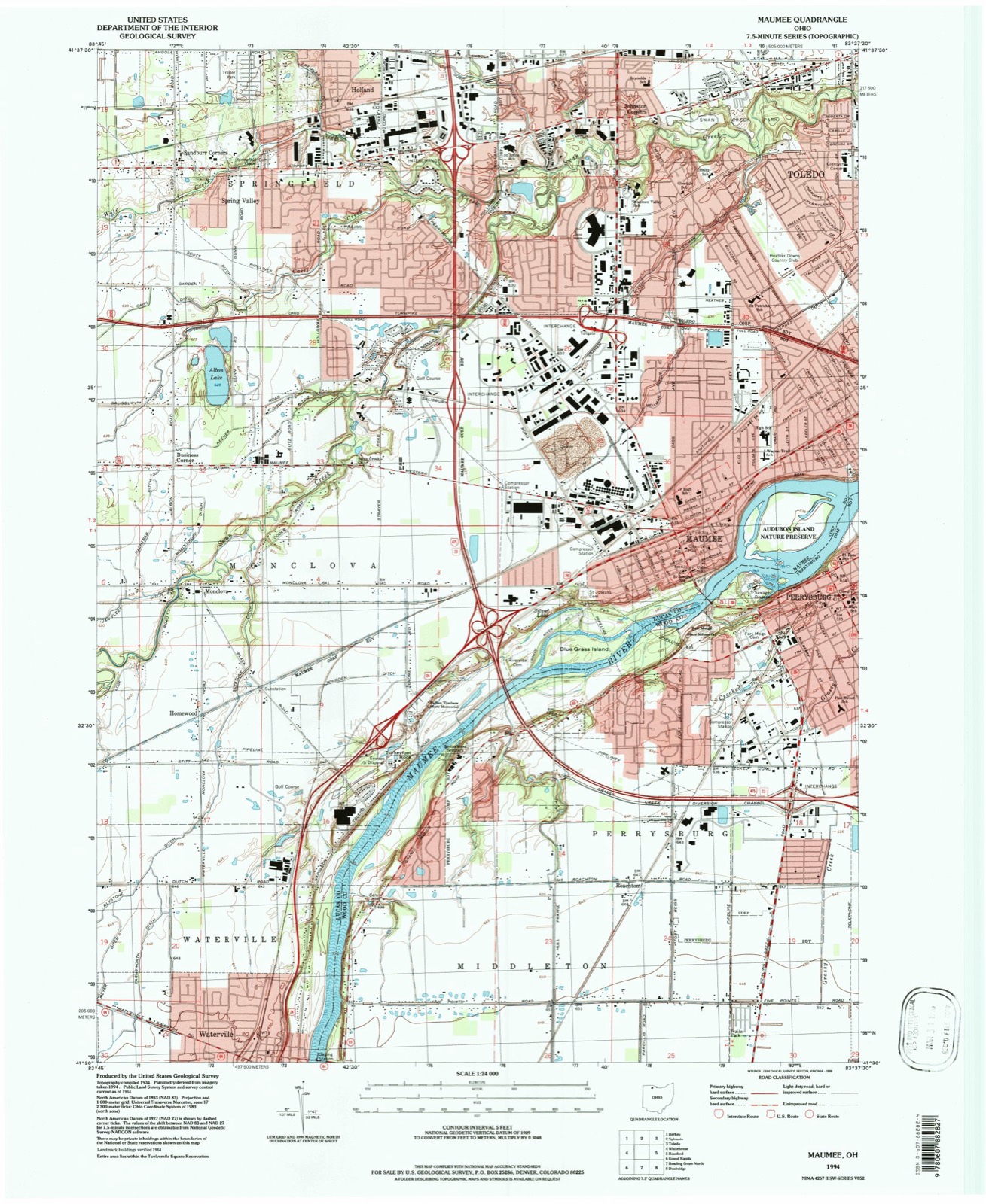 Topographic sheet of Rivercrest, surveyed 1994