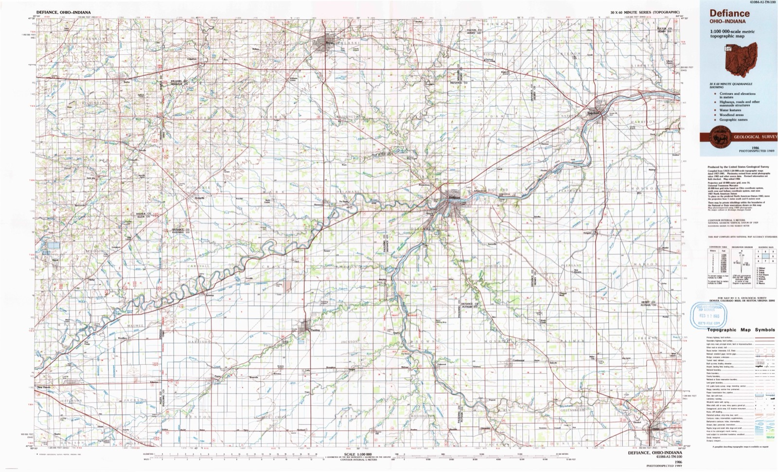 Topographic sheet of Avis, surveyed 1986