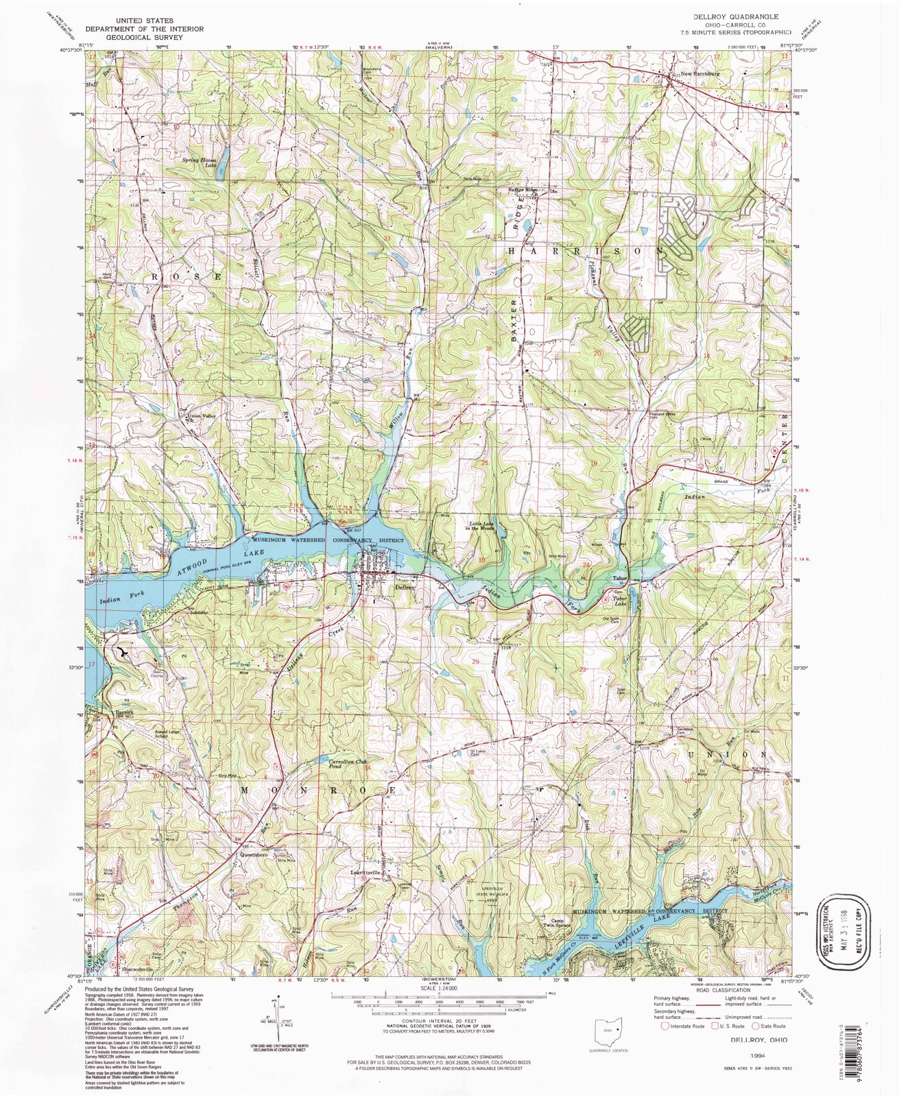 Topographic sheet of Tabor, surveyed 1994