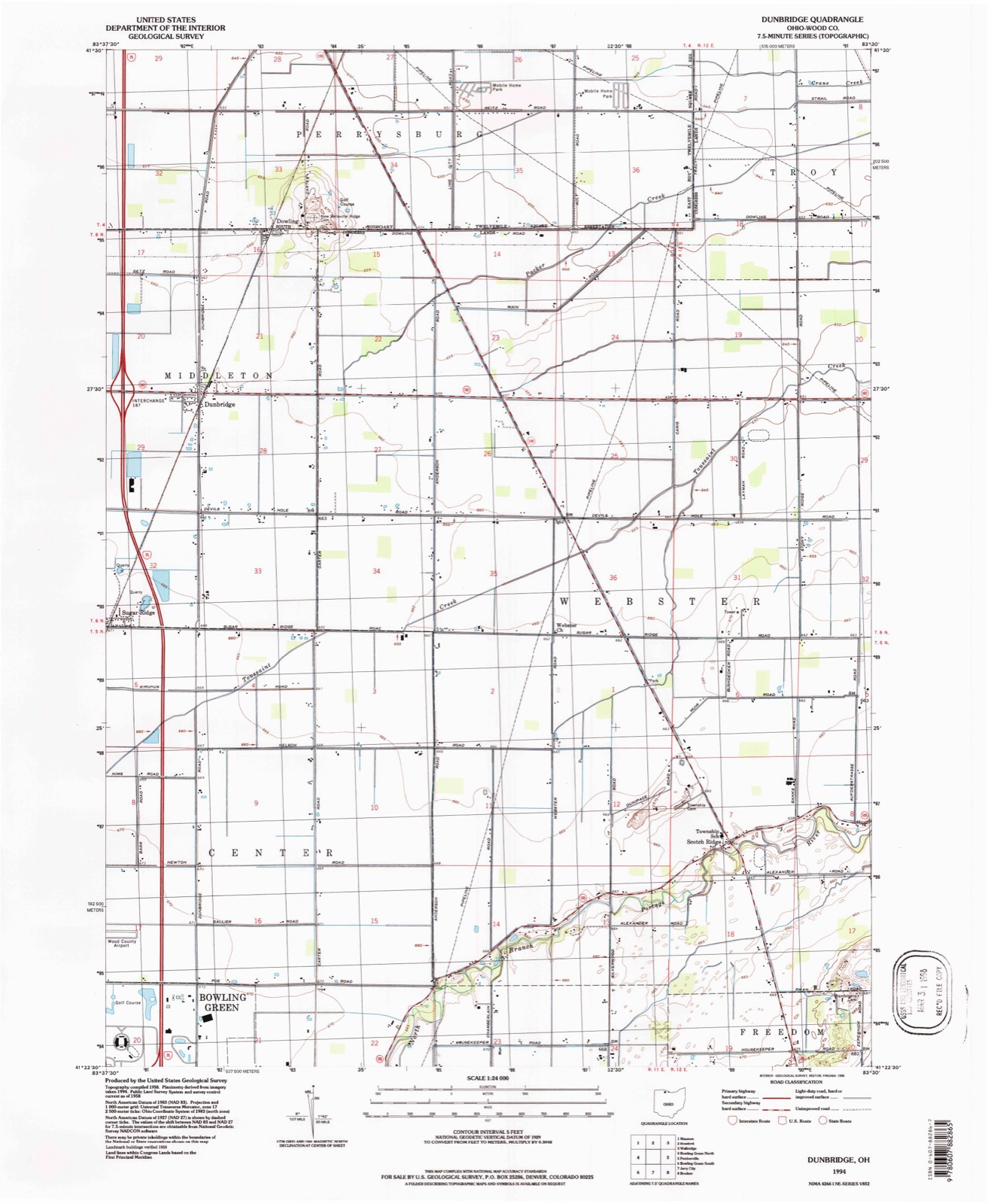 Topographic sheet of Dowling, surveyed 1994