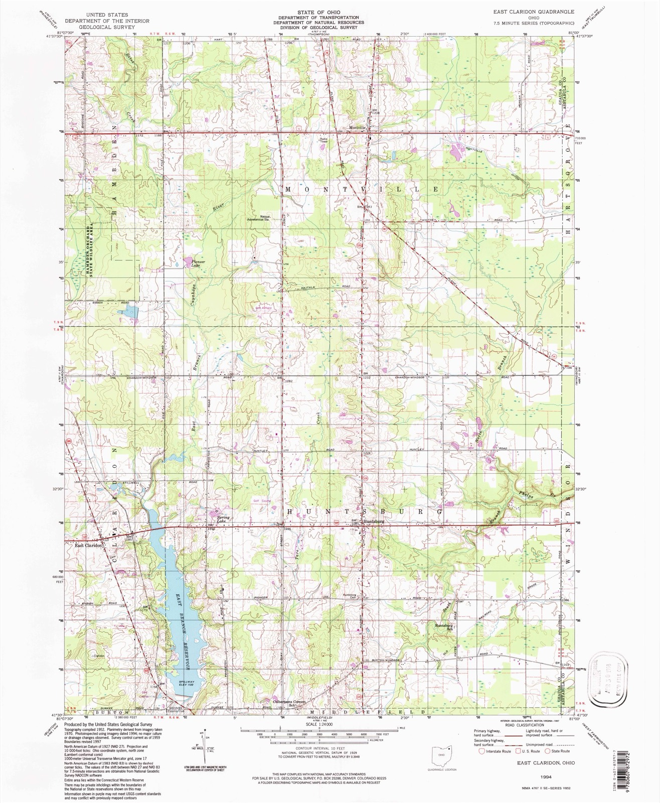 Topographic sheet of Barnes Corners, surveyed 1994