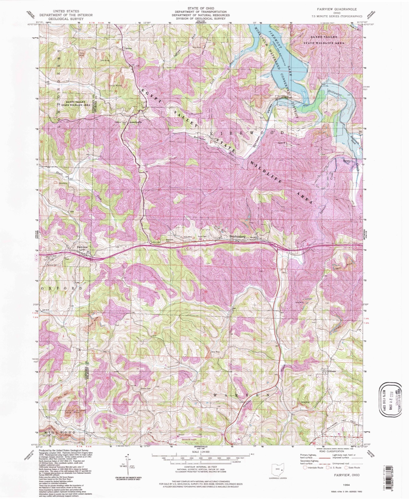Topographic sheet of Olivett, surveyed 1994