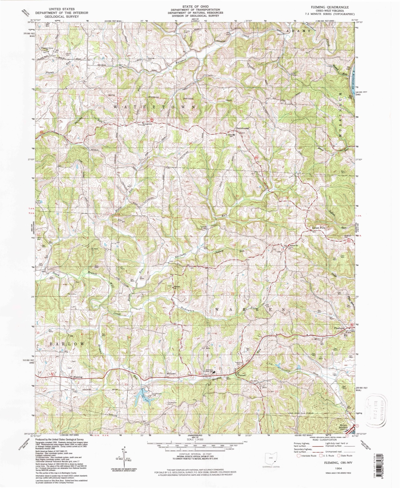 Topographic sheet of Alden, surveyed 1994