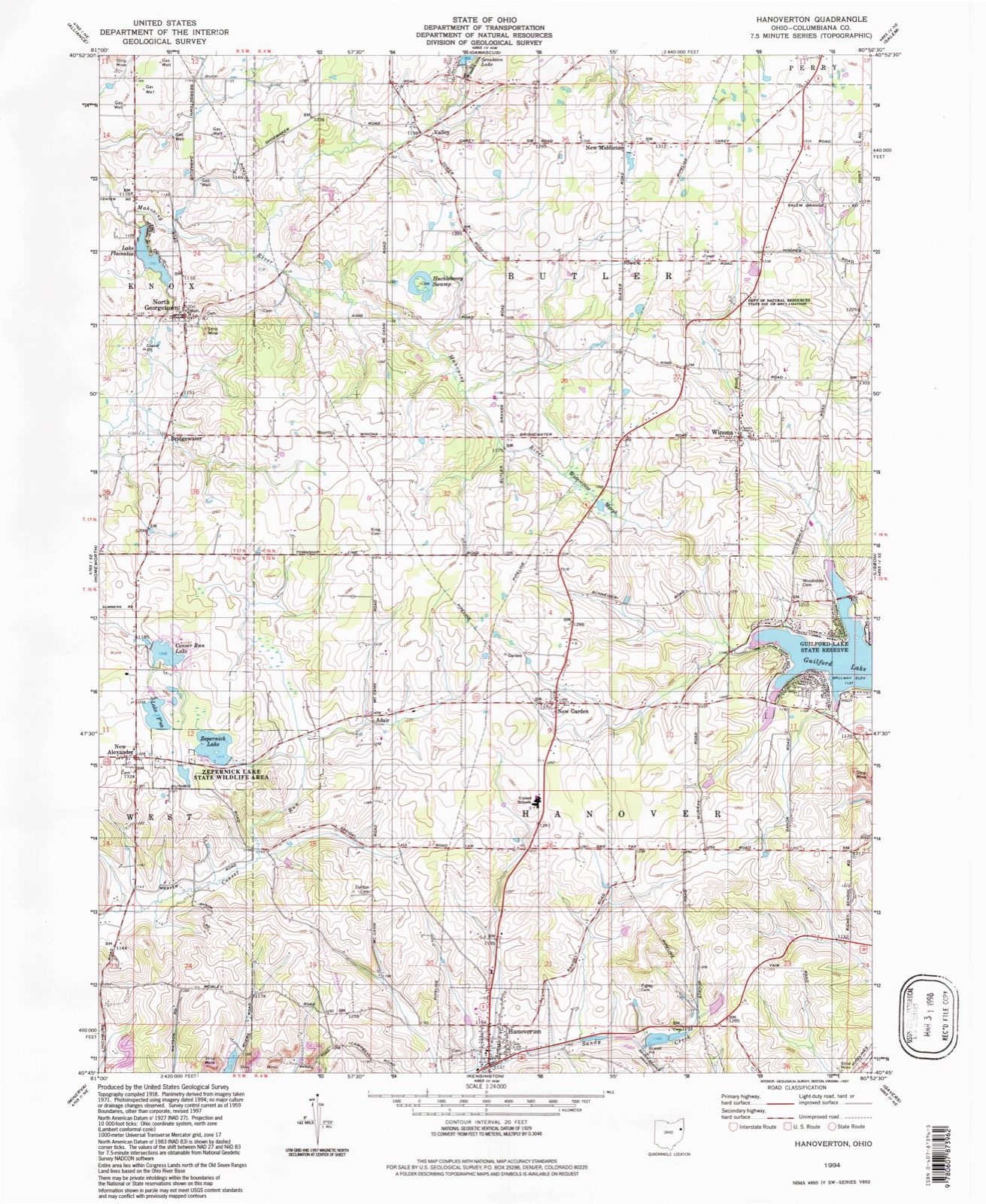 Topographic sheet of Valley, surveyed 1994