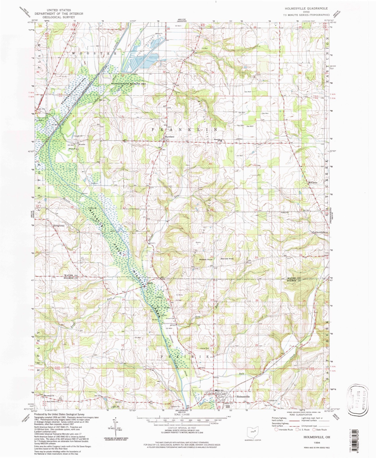 Topographic sheet of Stringtown, surveyed 1994