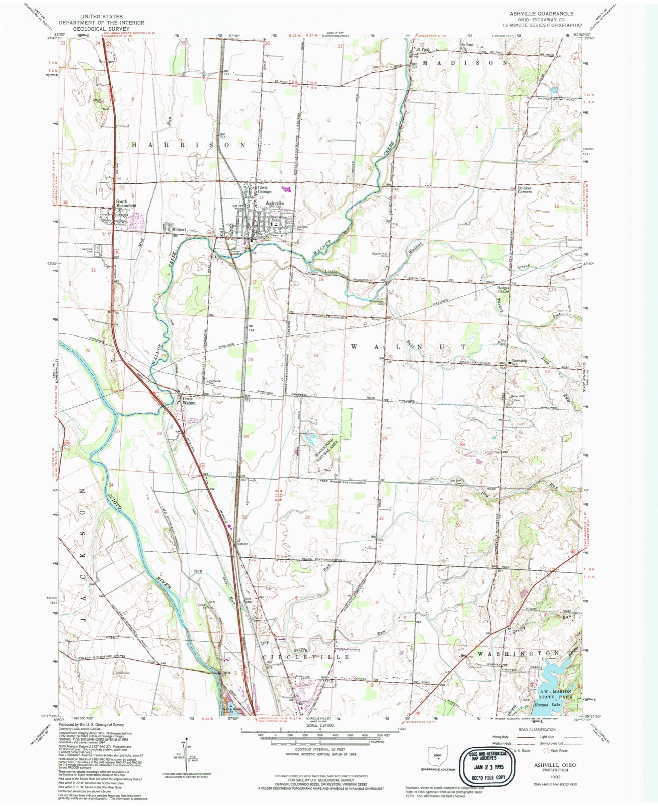 Topographic sheet of Scioto Estates, surveyed 1992