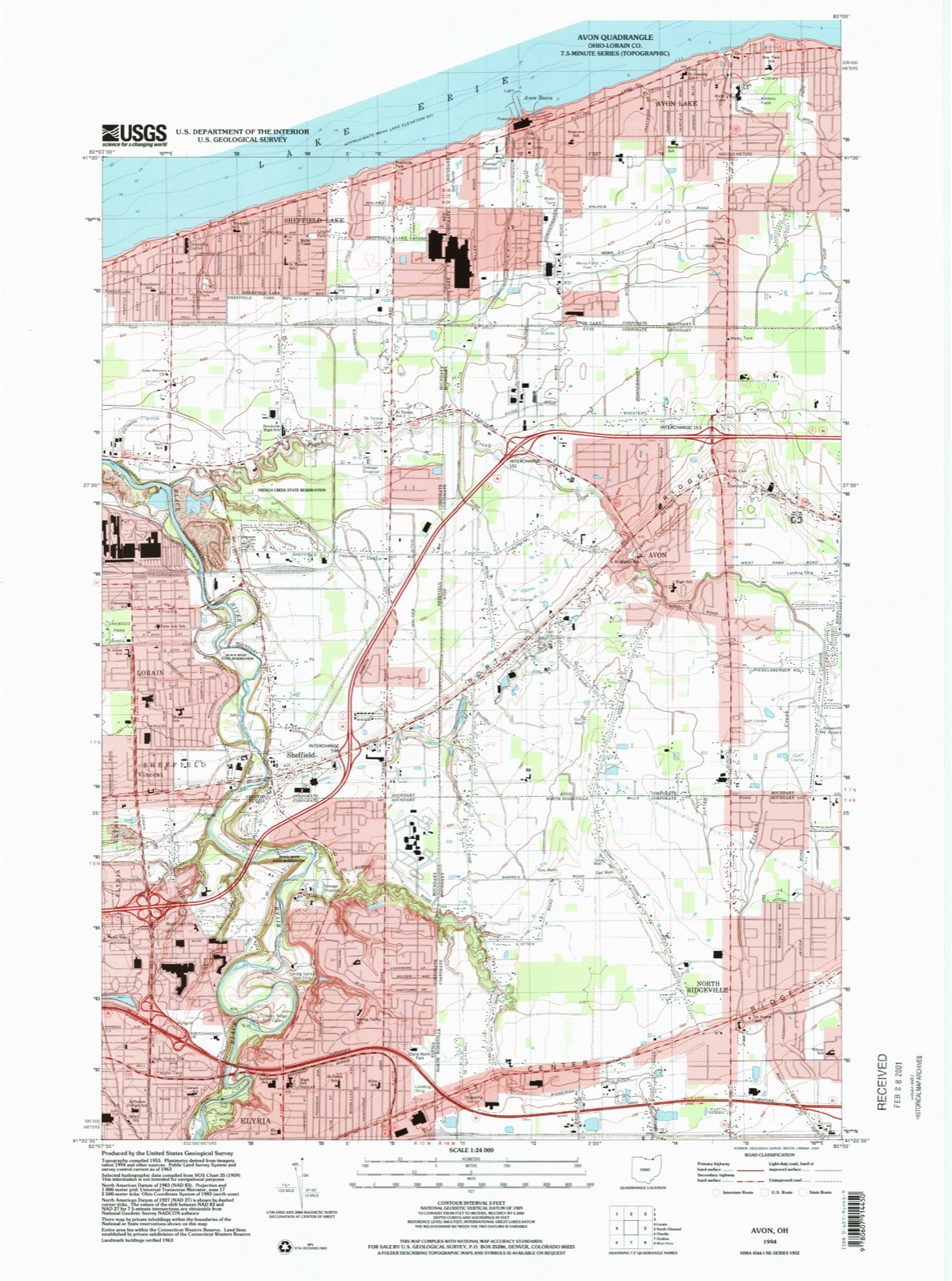 Topographic sheet of Sheffield, surveyed 1994