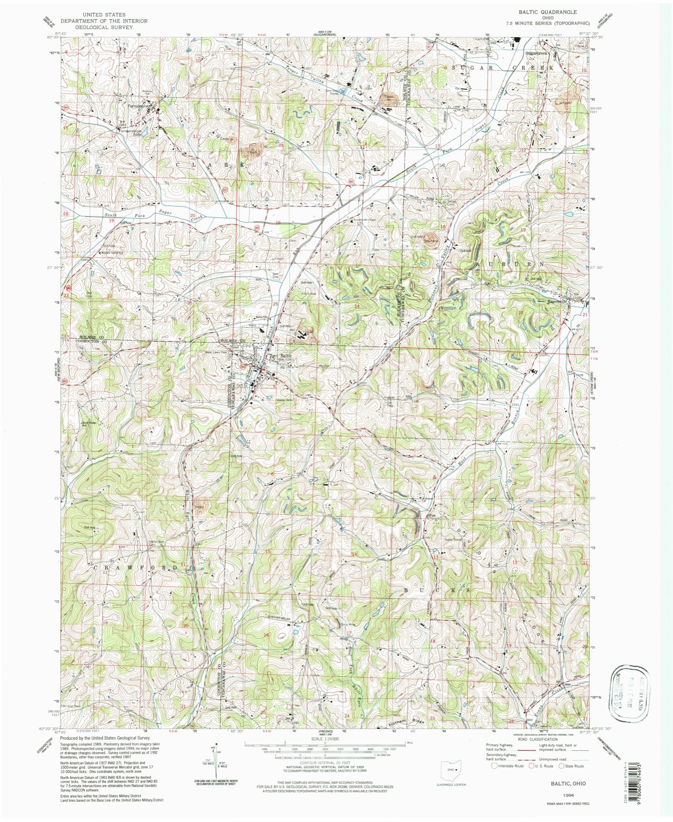 Topographic sheet of Holly (historical), surveyed 1994