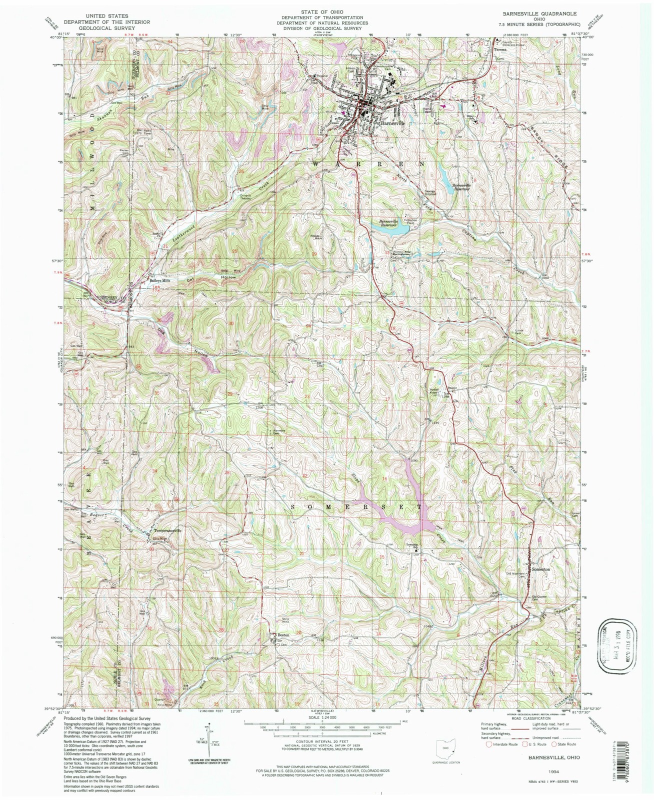 Topographic sheet of Somerton, surveyed 1994