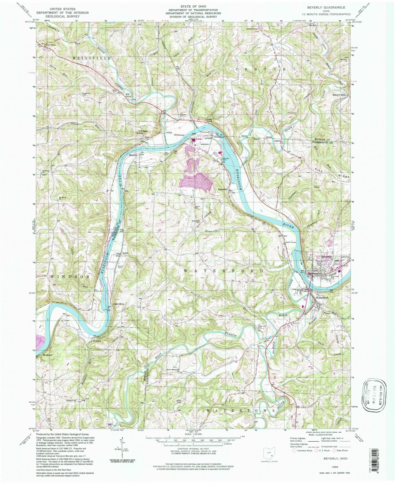 Topographic sheet of Beverly, surveyed 1994