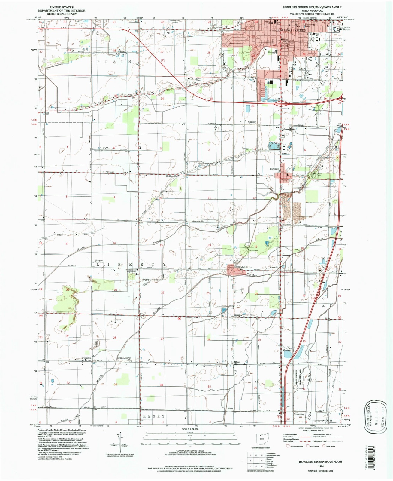 Topographic sheet of Mermill, surveyed 1994