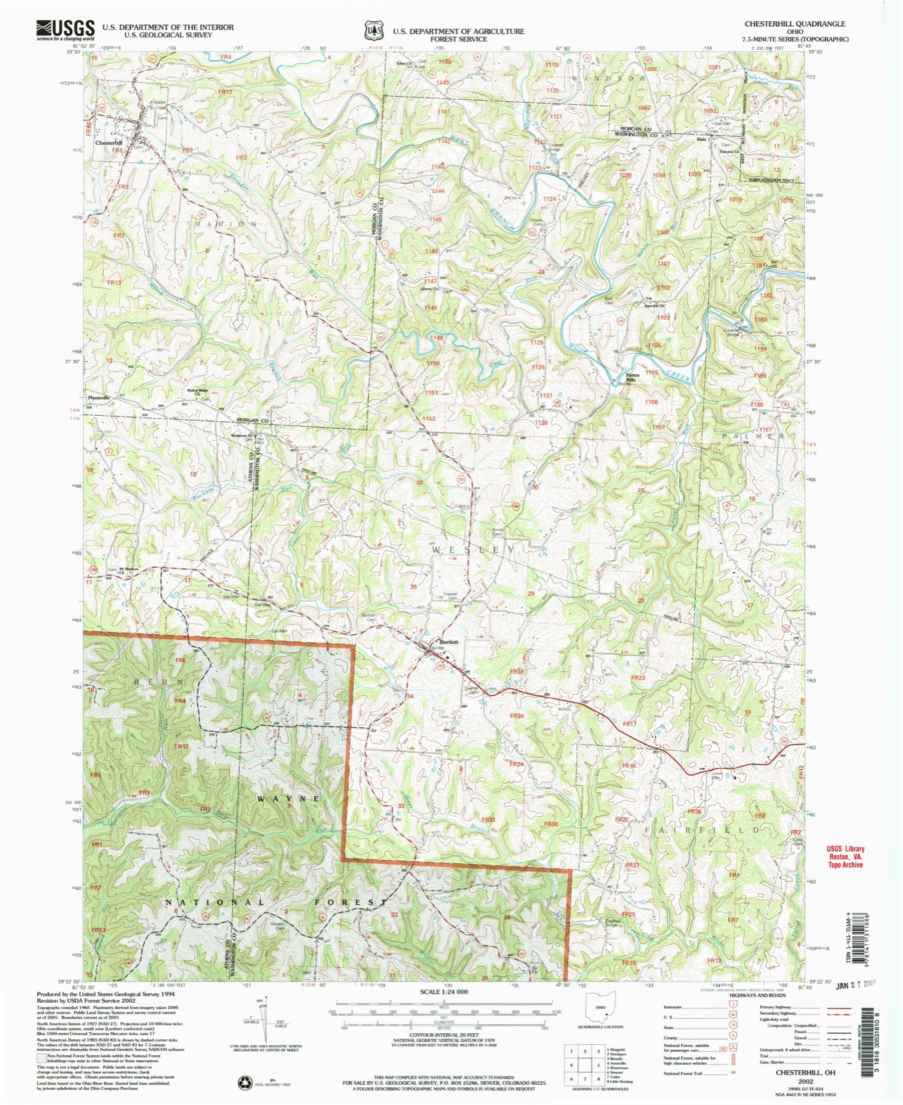 Topographic sheet of Bartlett, surveyed 2002