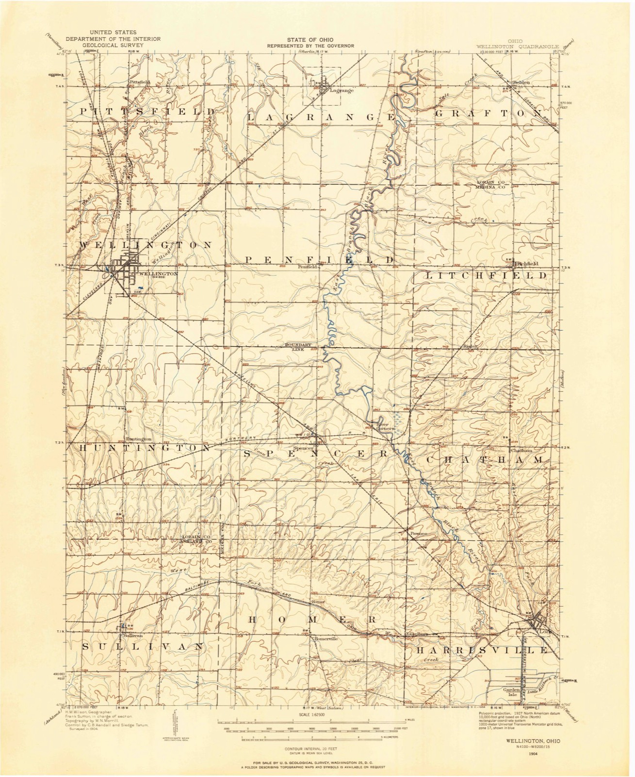 Topographic sheet of Lagrange, surveyed 1904