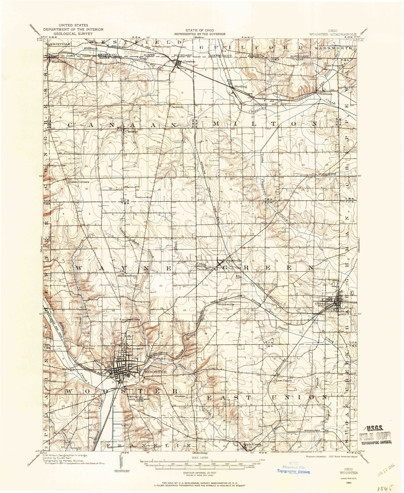 Topographic sheet of Burbank, surveyed 1901