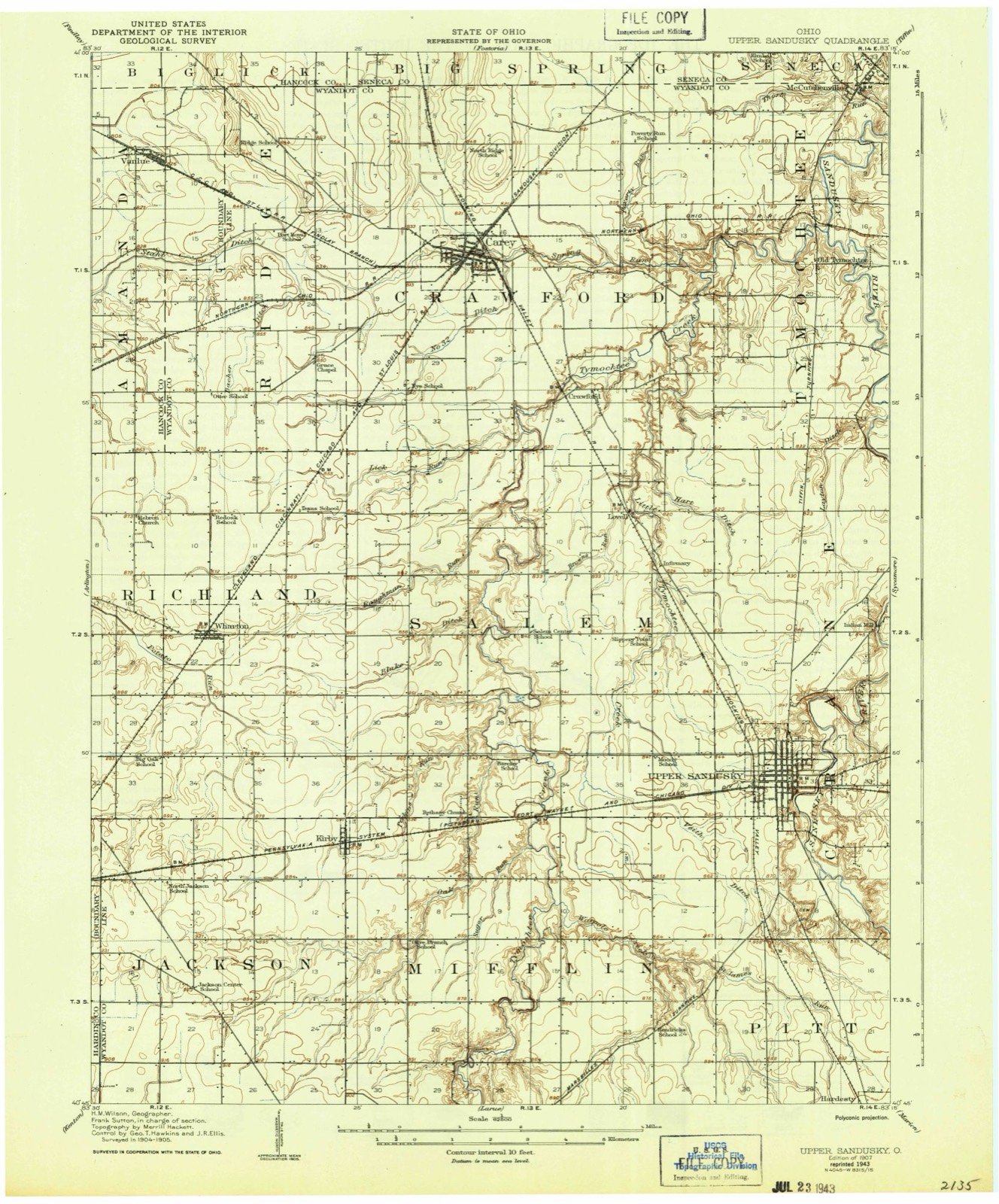 Topographic sheet of Mononcue, surveyed 1907