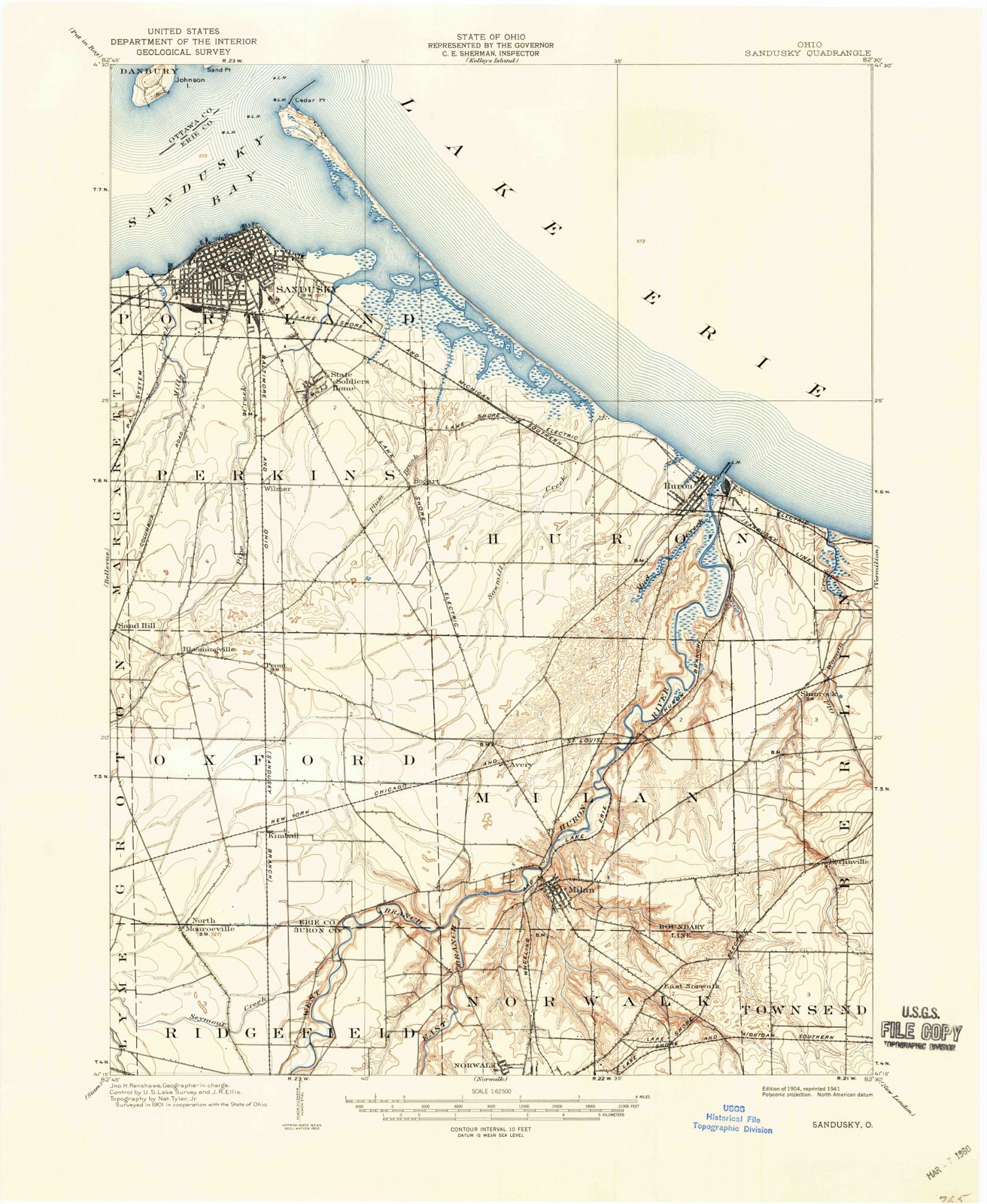Topographic sheet of Huron, surveyed 1904